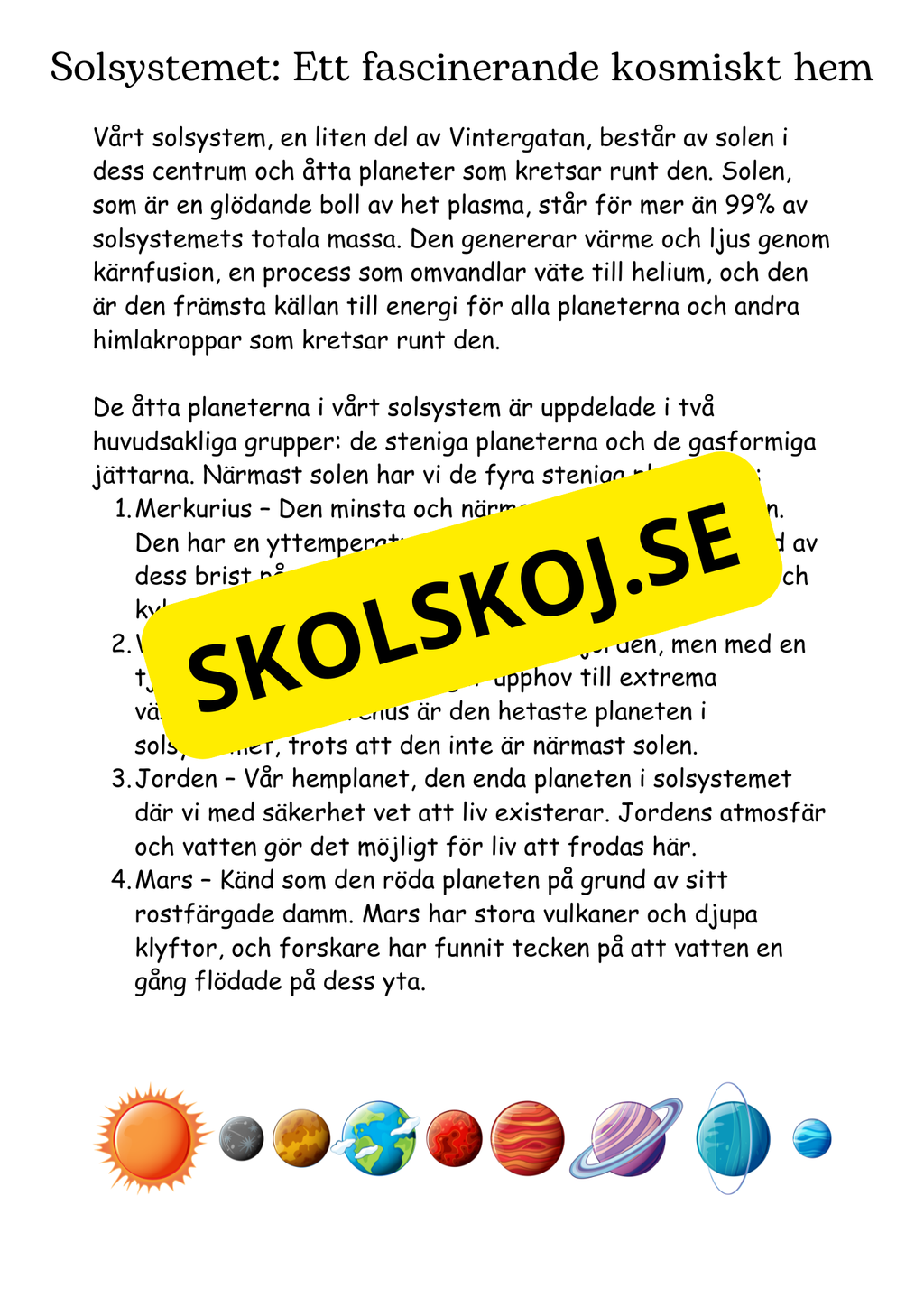 Rymden - En introduktion till astronomi (38 sidor) - Årskurs 5 - 8