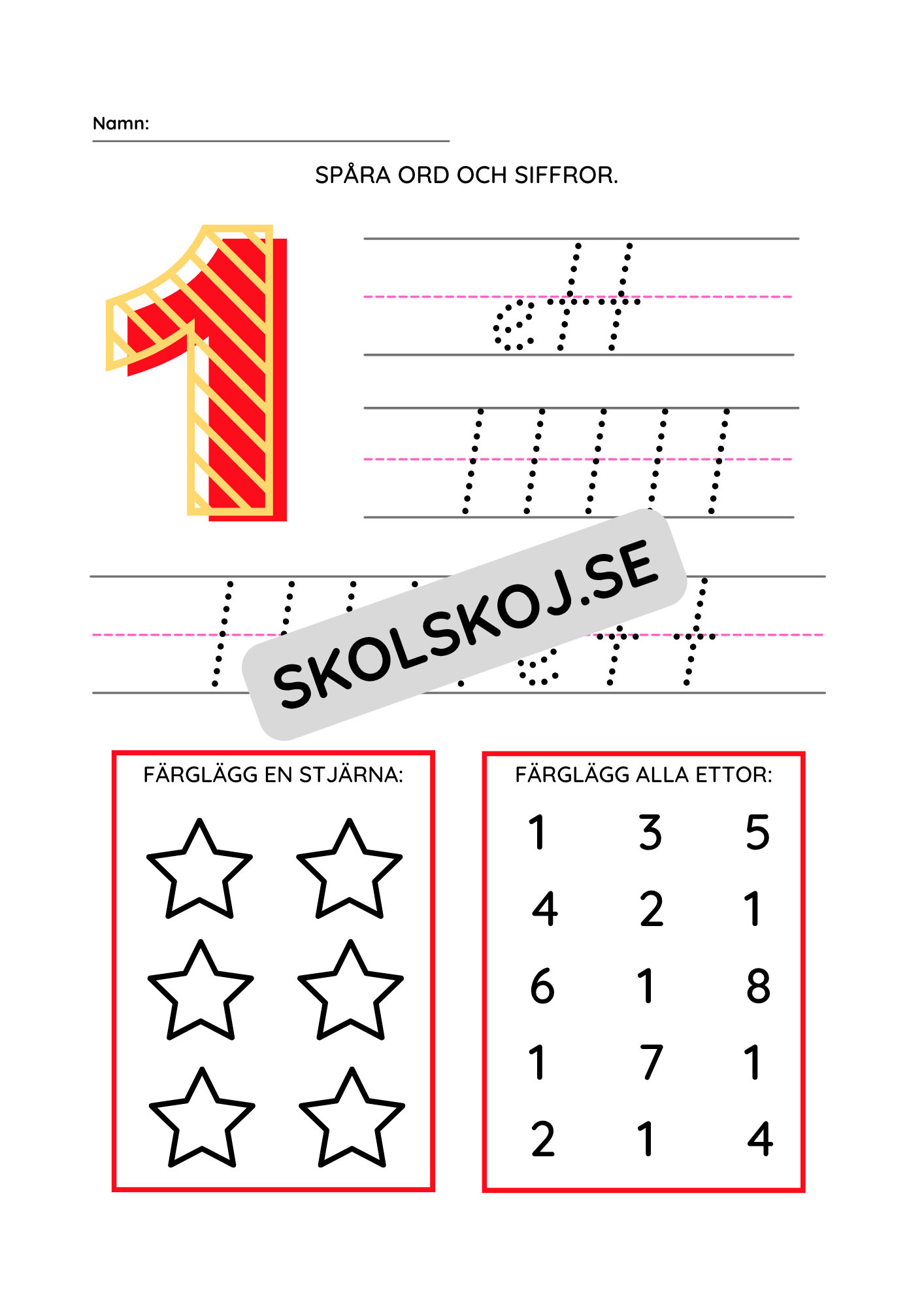 Spåra ord och siffror 0 - 10