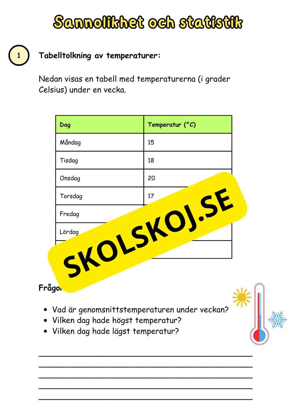 Sannolikhet och statistik - Årskurs 6