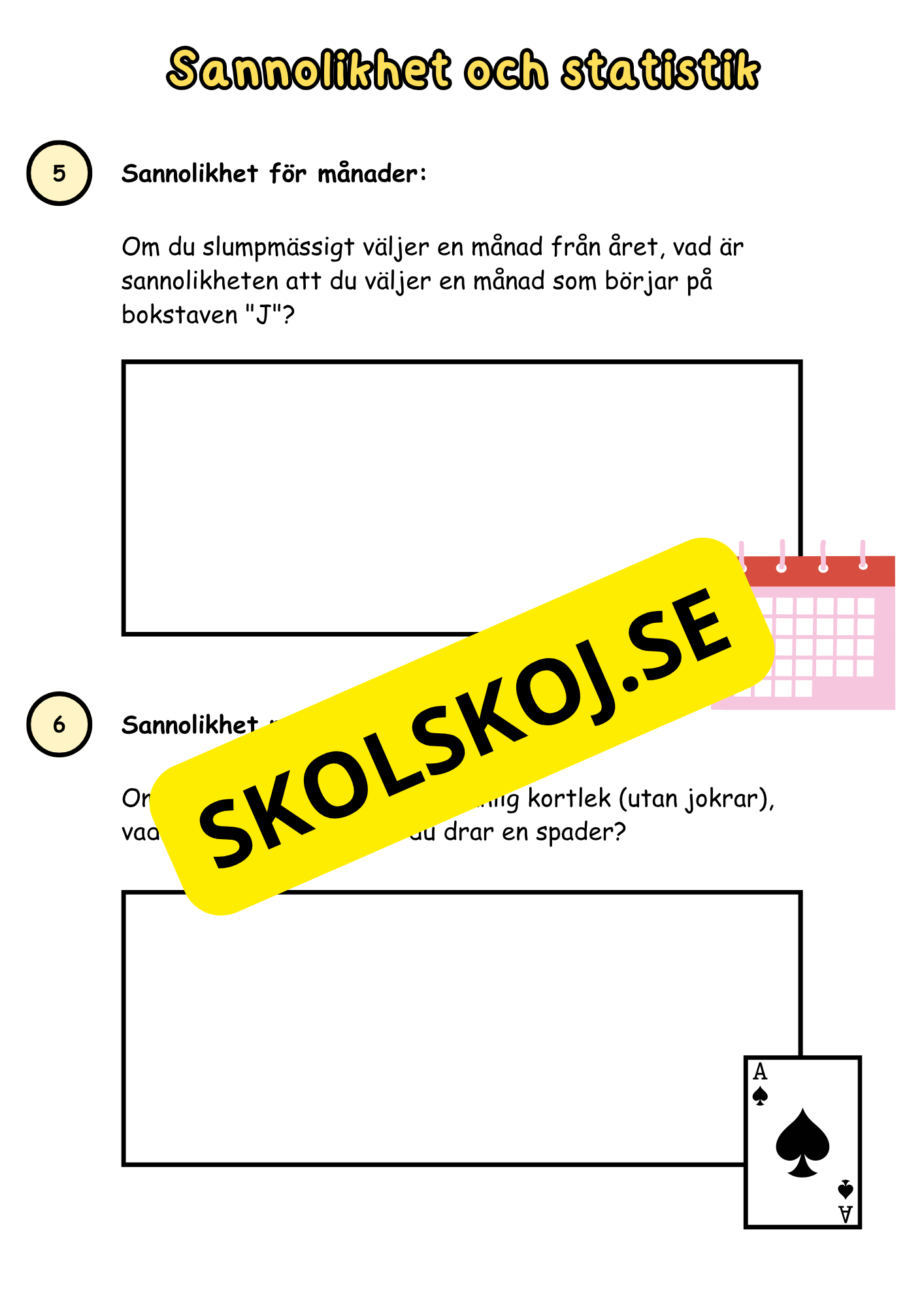 Sannolikhet och statistik - Årskurs 6