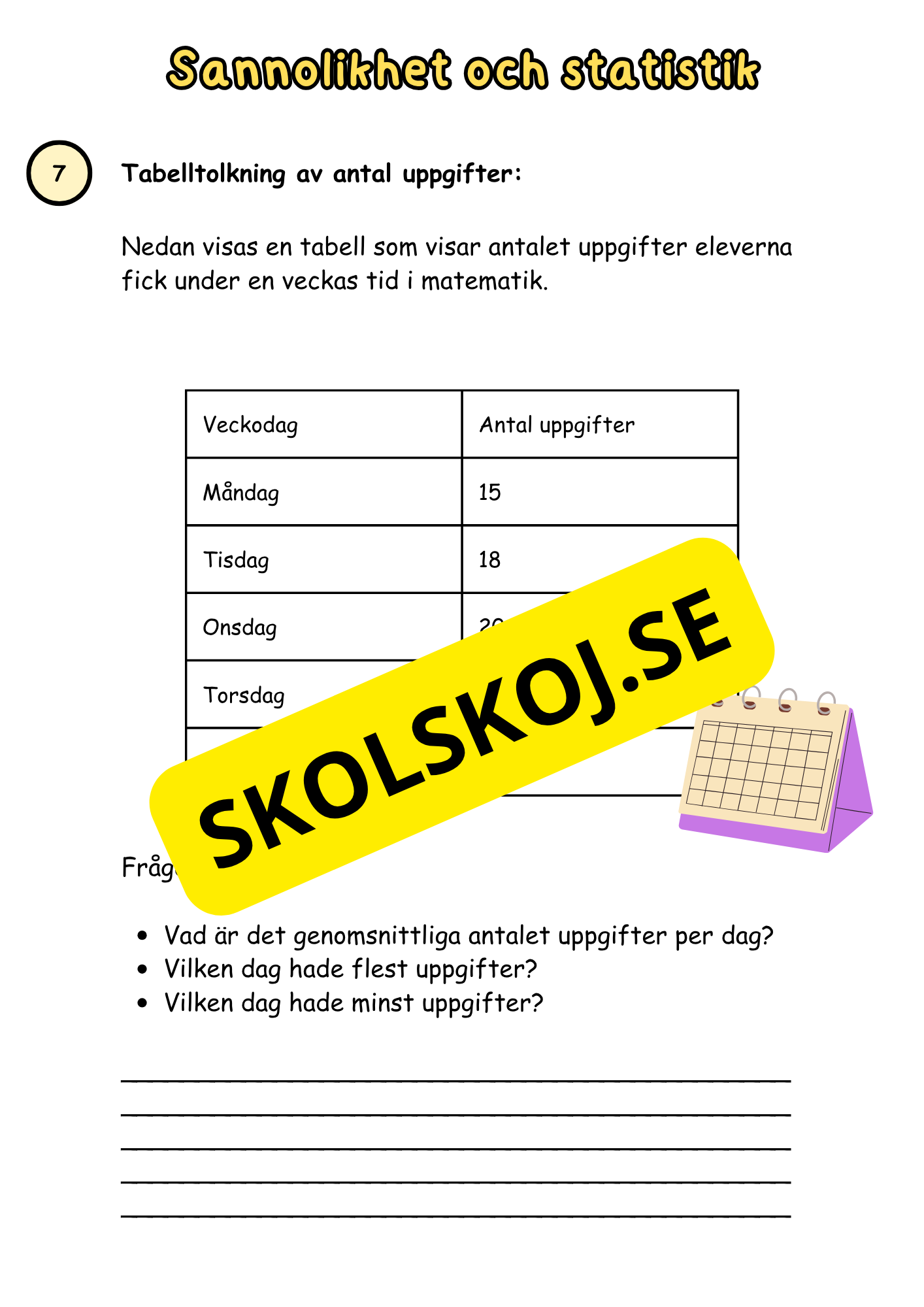 Sannolikhet och statistik - Årskurs 6