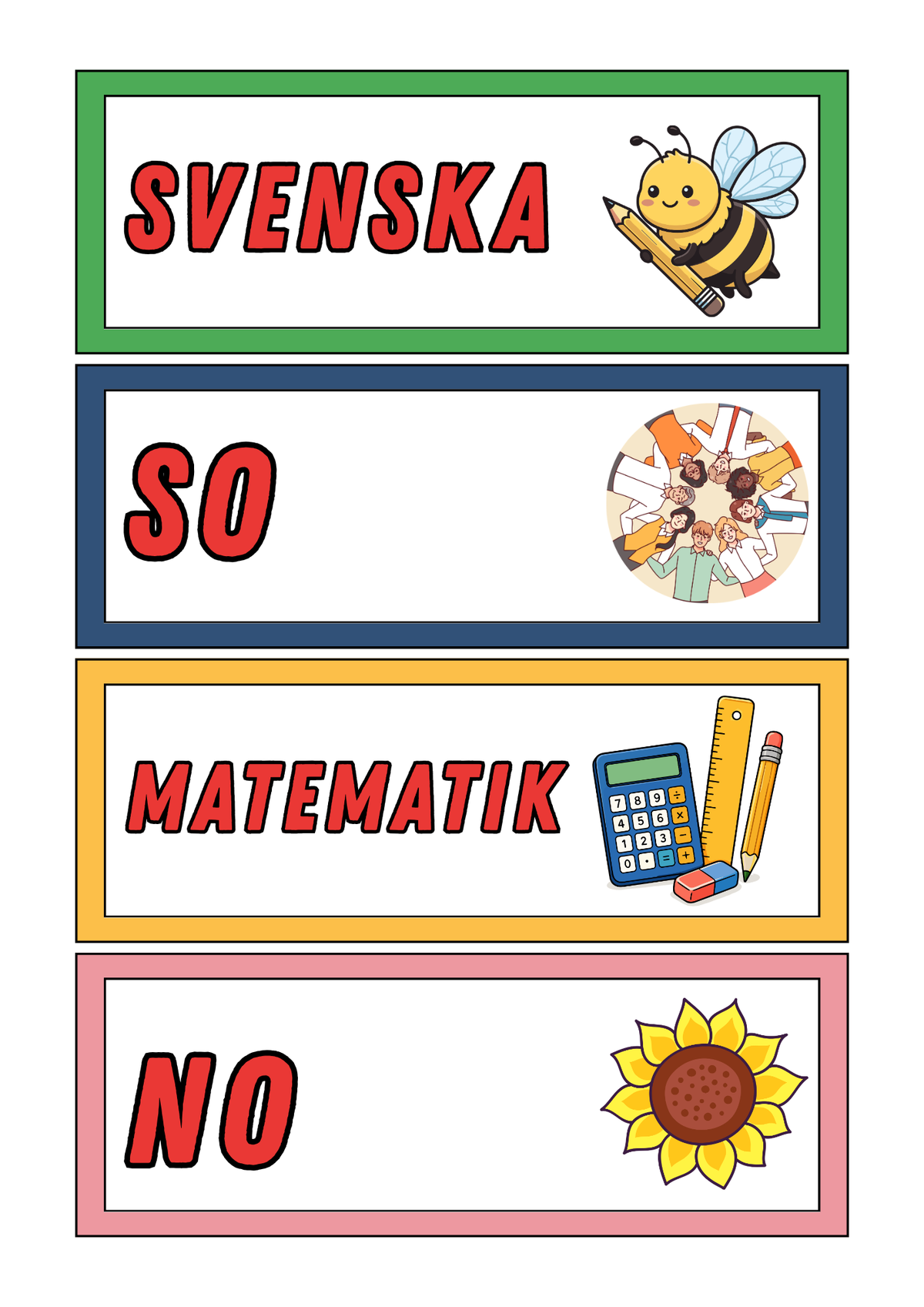 Schemaskyltar med bildstöd
