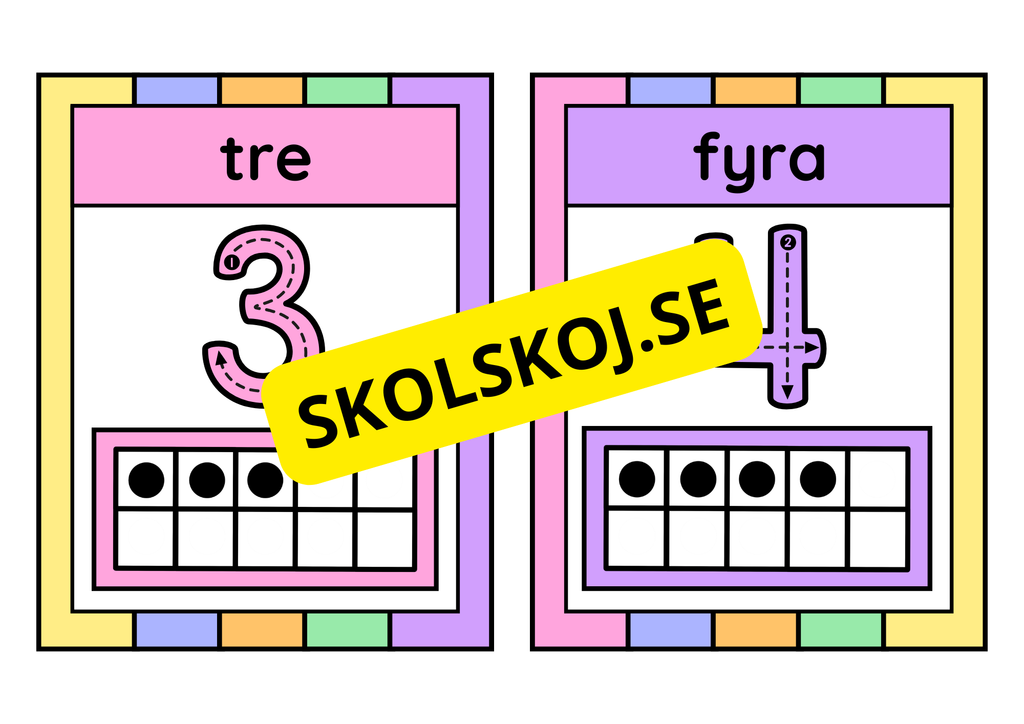Siffror 1 - 10 - Bilder att sätta upp