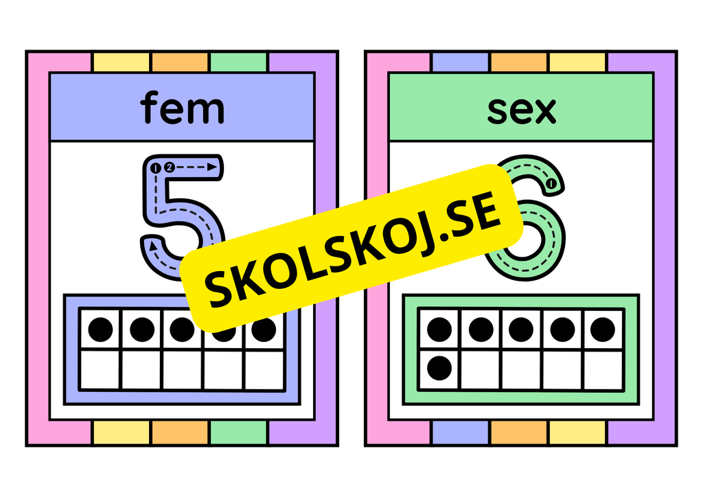 Siffror 1 - 10 - Bilder att sätta upp