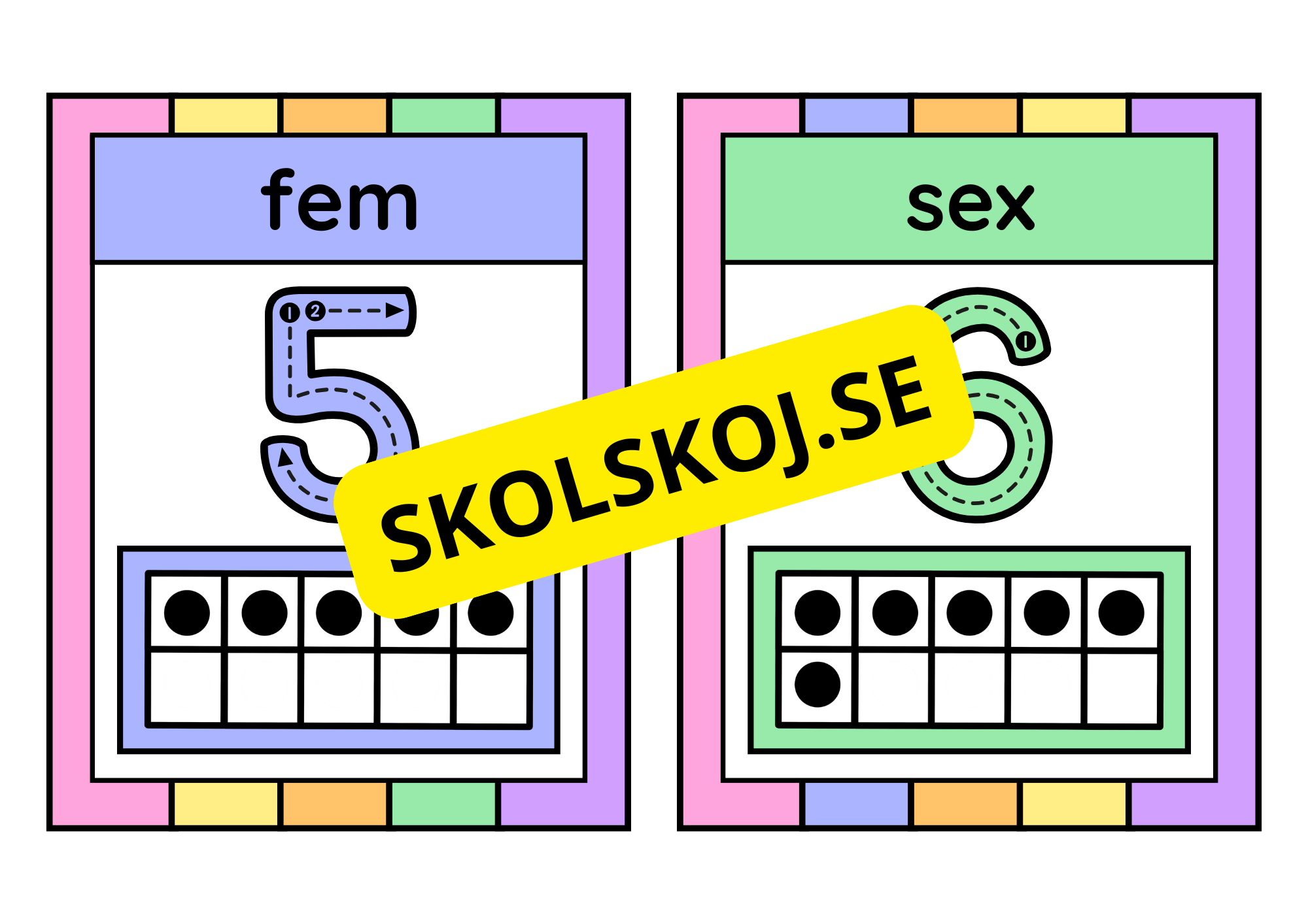 Siffror 1 - 10 - Bilder att sätta upp