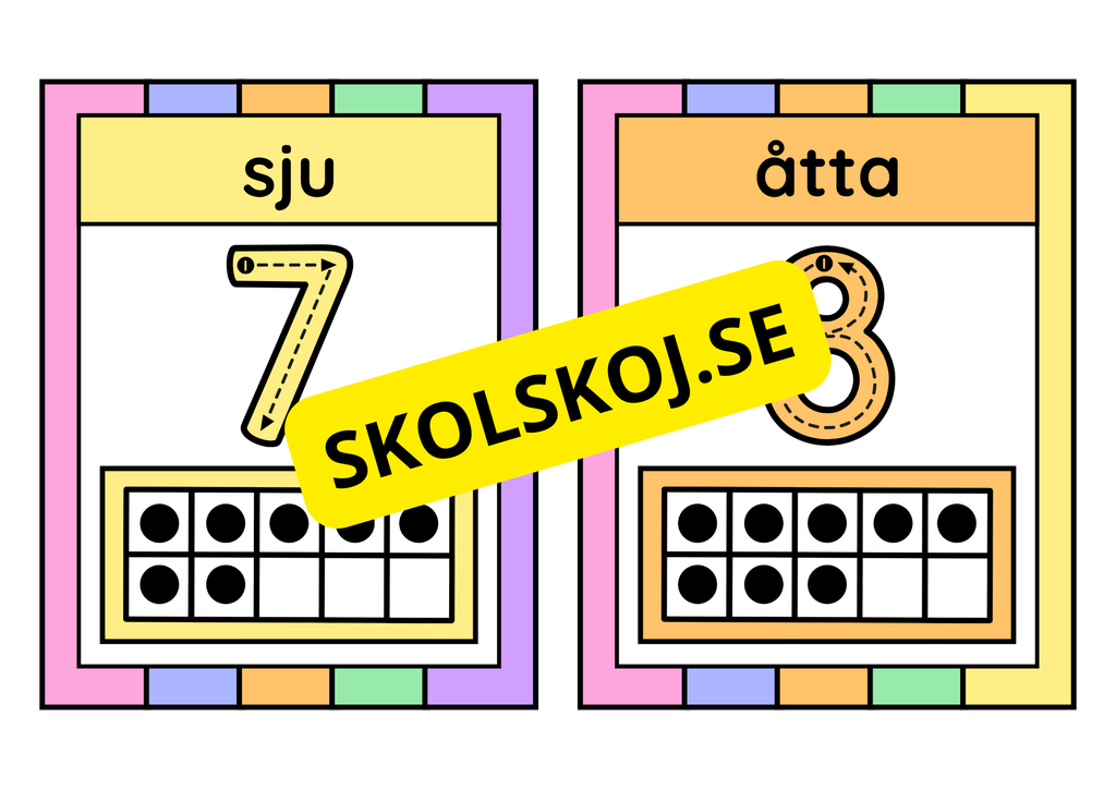 Siffror 1 - 10 - Bilder att sätta upp
