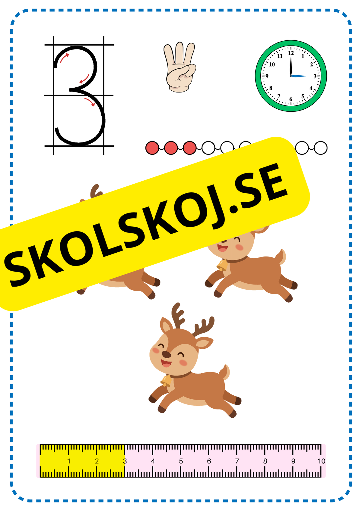 Siffrorna 1–10 – Färgglada matematikplanscher