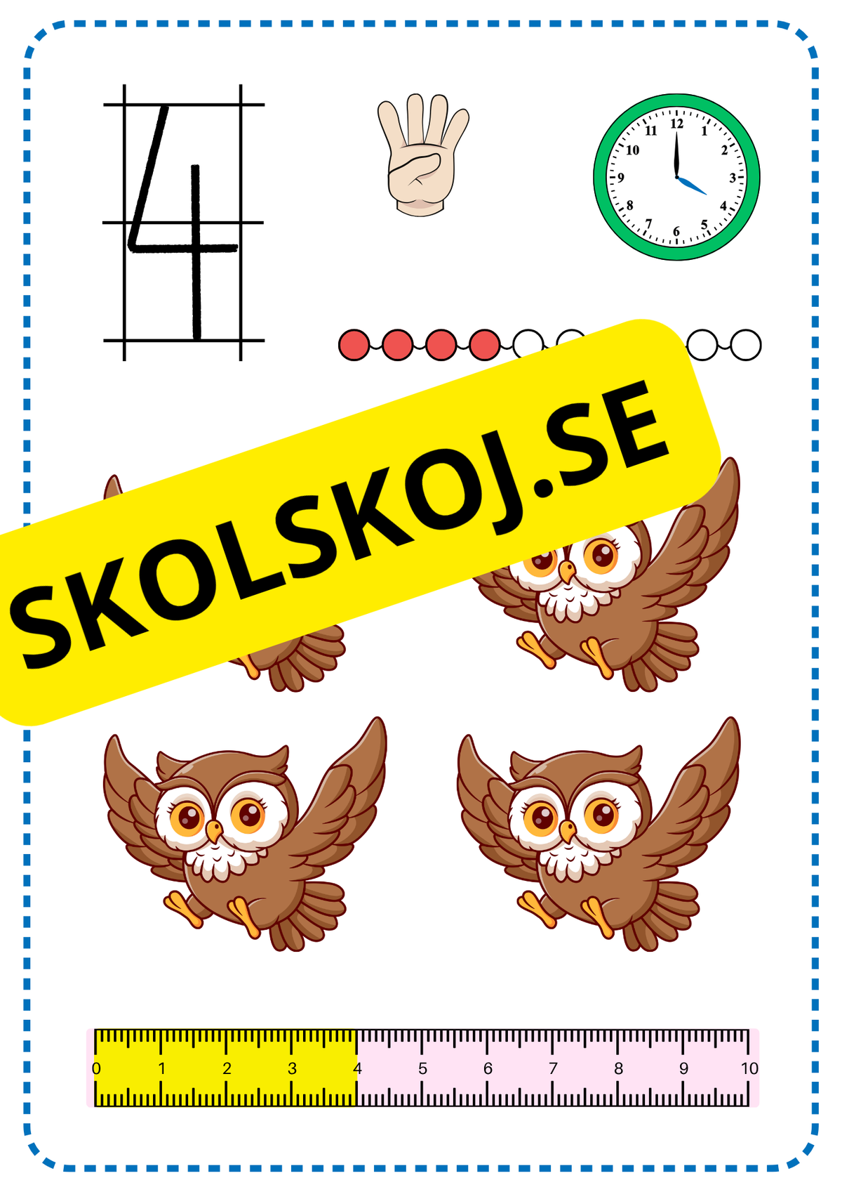 Siffrorna 1–10 – Färgglada matematikplanscher