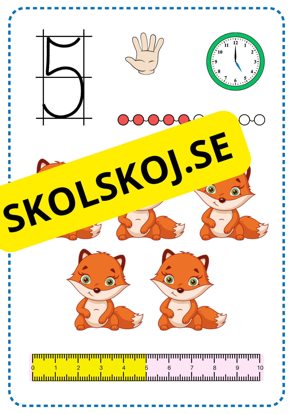 Siffrorna 1–10 – Färgglada matematikplanscher
