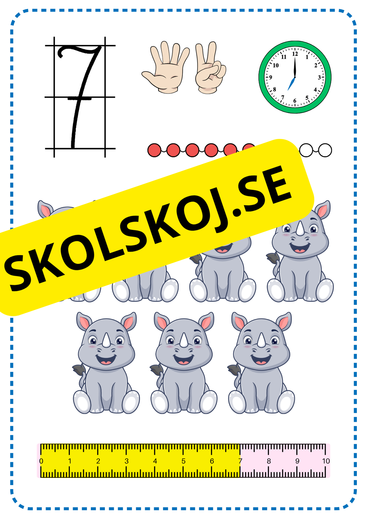 Siffrorna 1–10 – Färgglada matematikplanscher