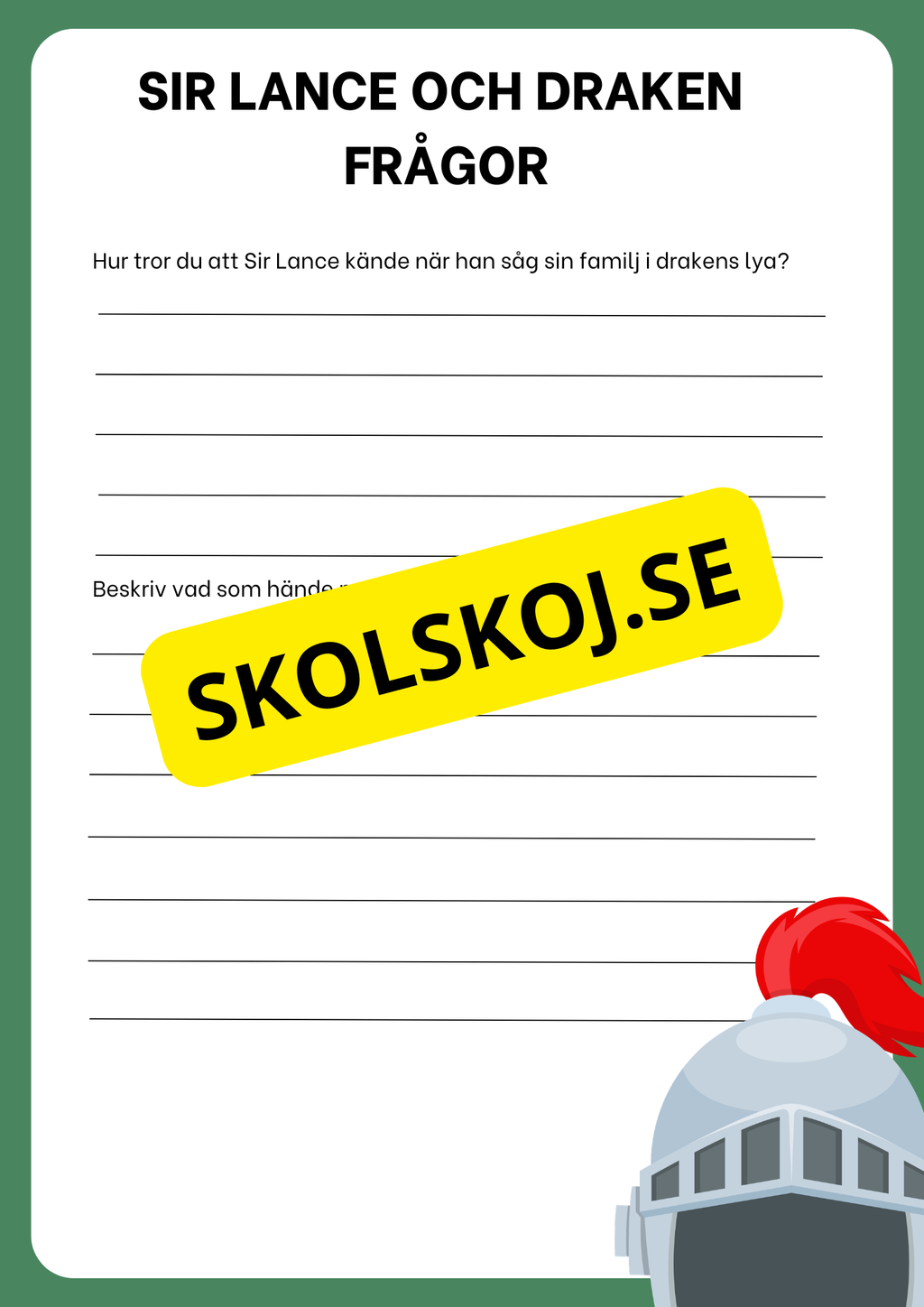 Sir Lance och draken - Läsförståelse