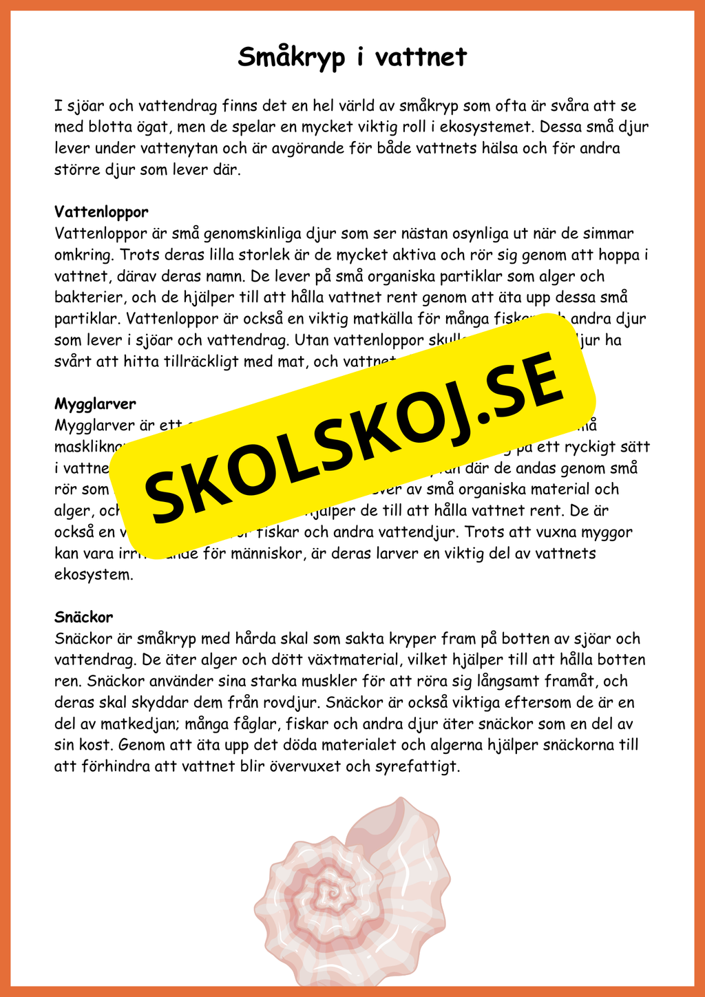 Sjöar och vattendrag - Årskurs 4 - 5