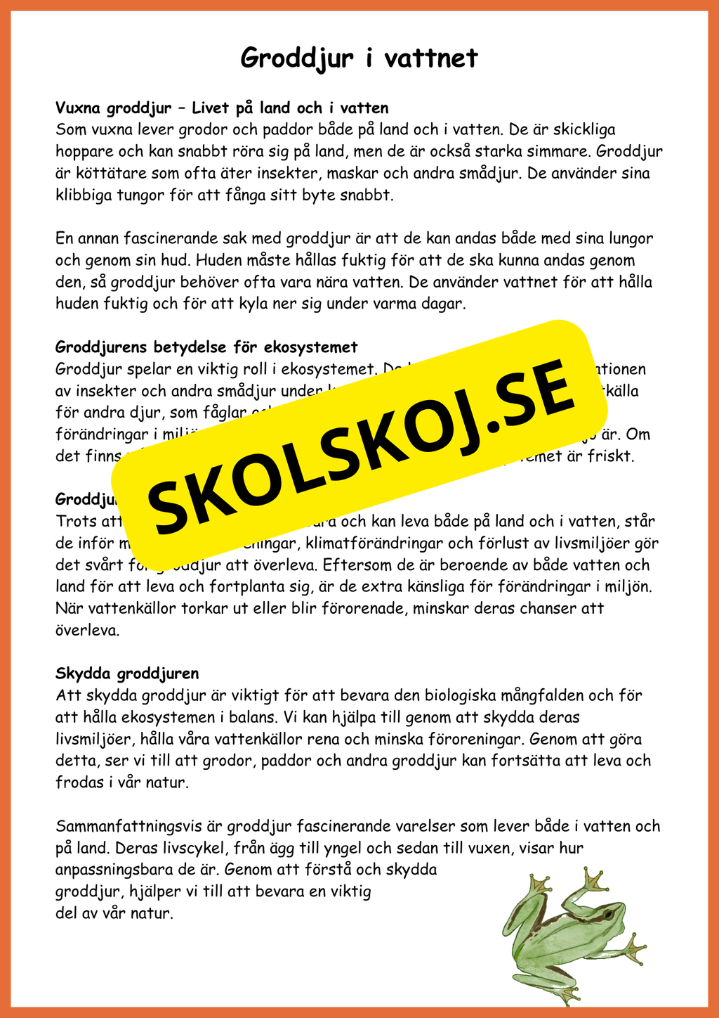 Sjöar och vattendrag - Årskurs 4 - 5