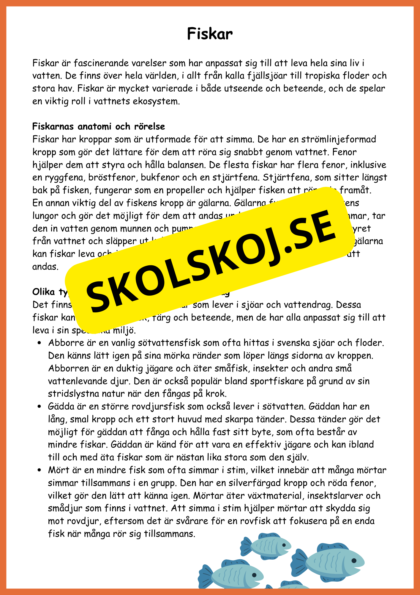 Sjöar och vattendrag - Årskurs 4 - 5