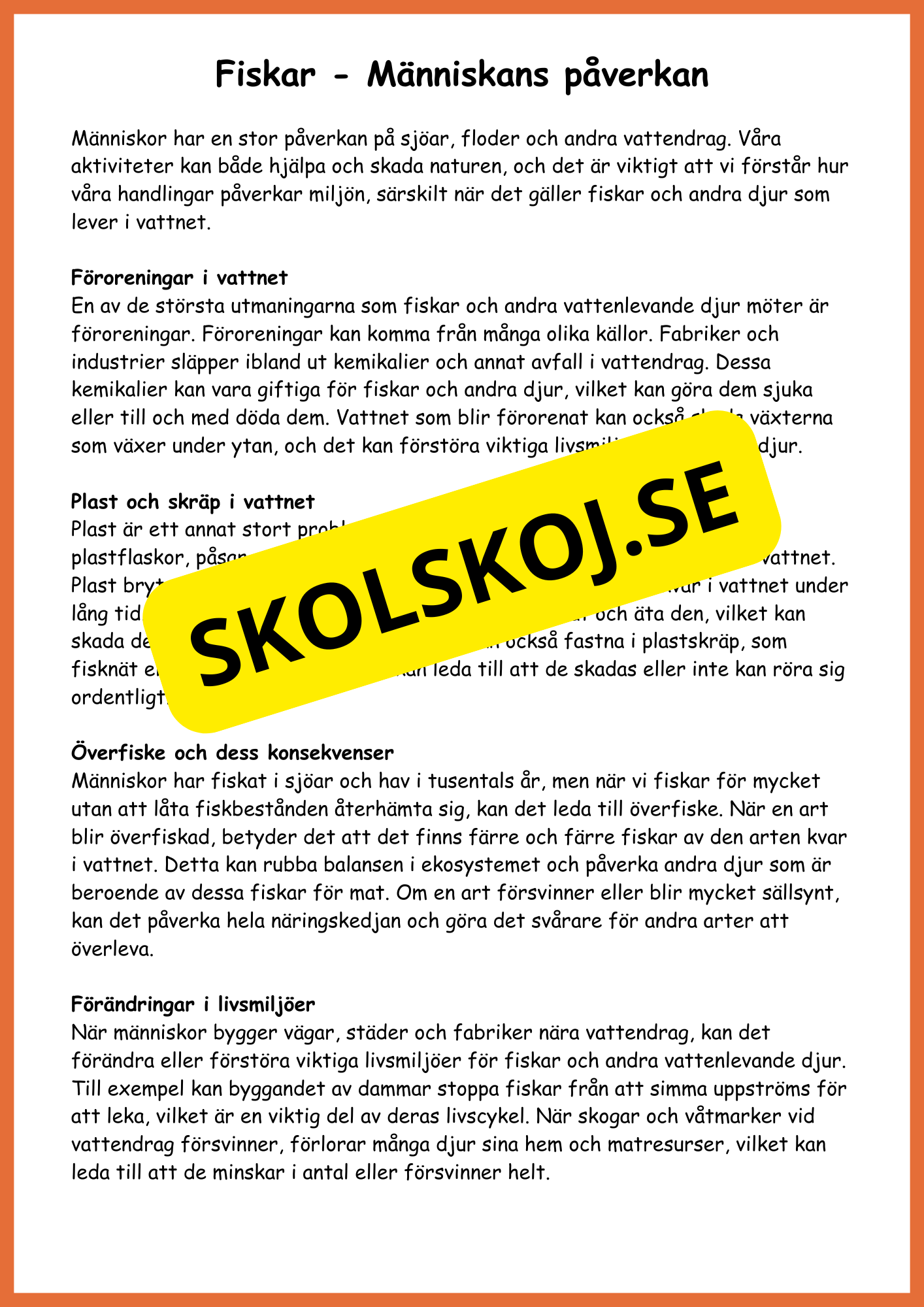 Sjöar och vattendrag - Årskurs 4 - 5