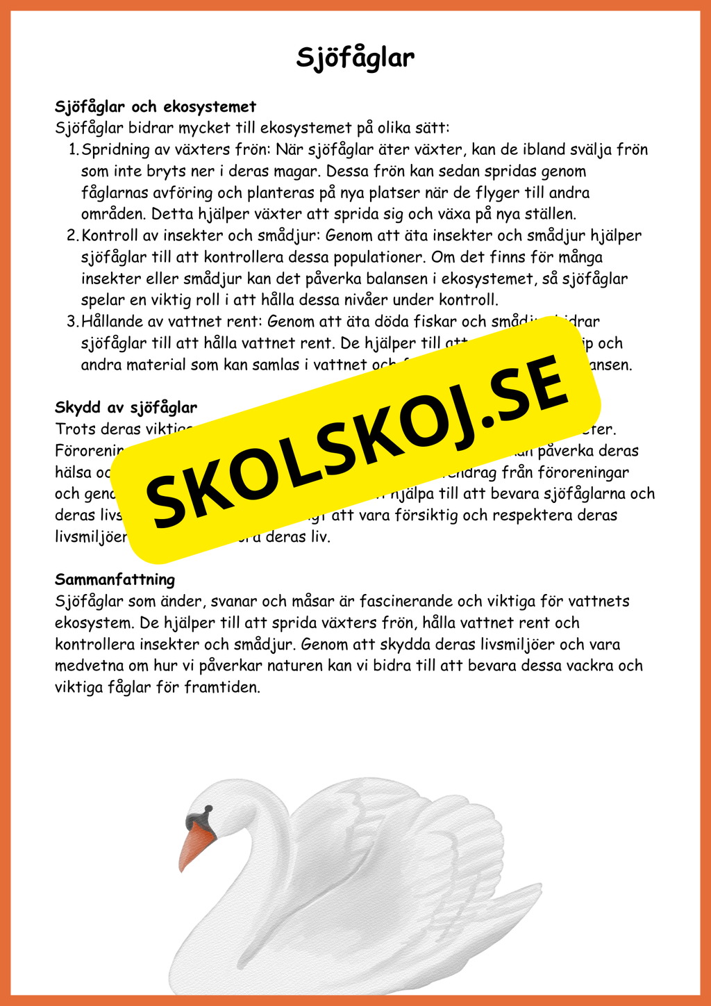 Sjöar och vattendrag - Årskurs 4 - 5
