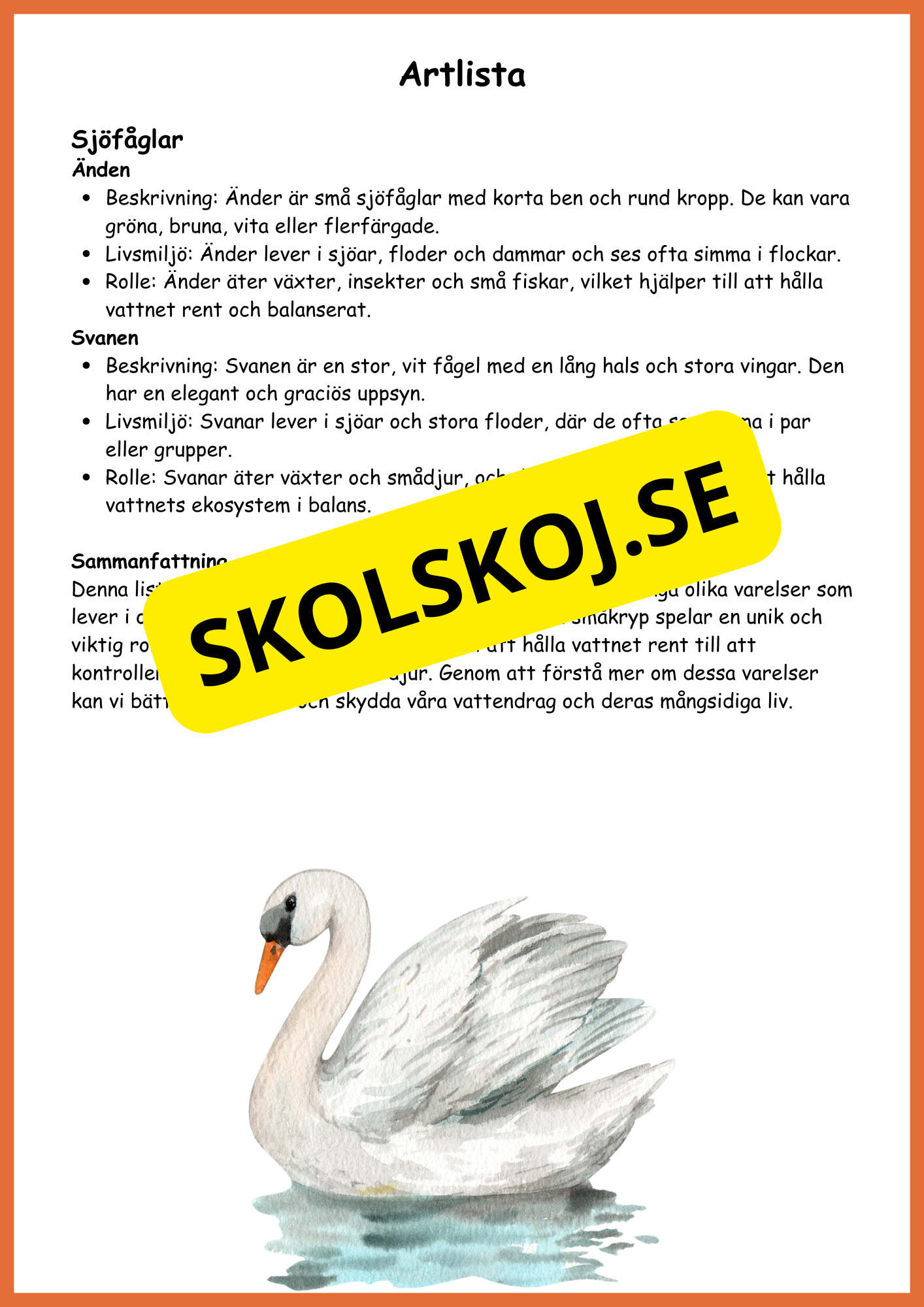 Sjöar och vattendrag - Årskurs 4 - 5