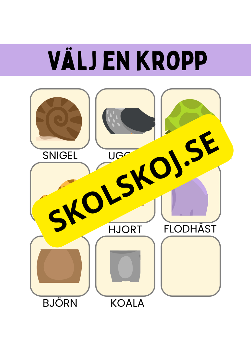 Skapa ett eget djur - Djurs anpassningar