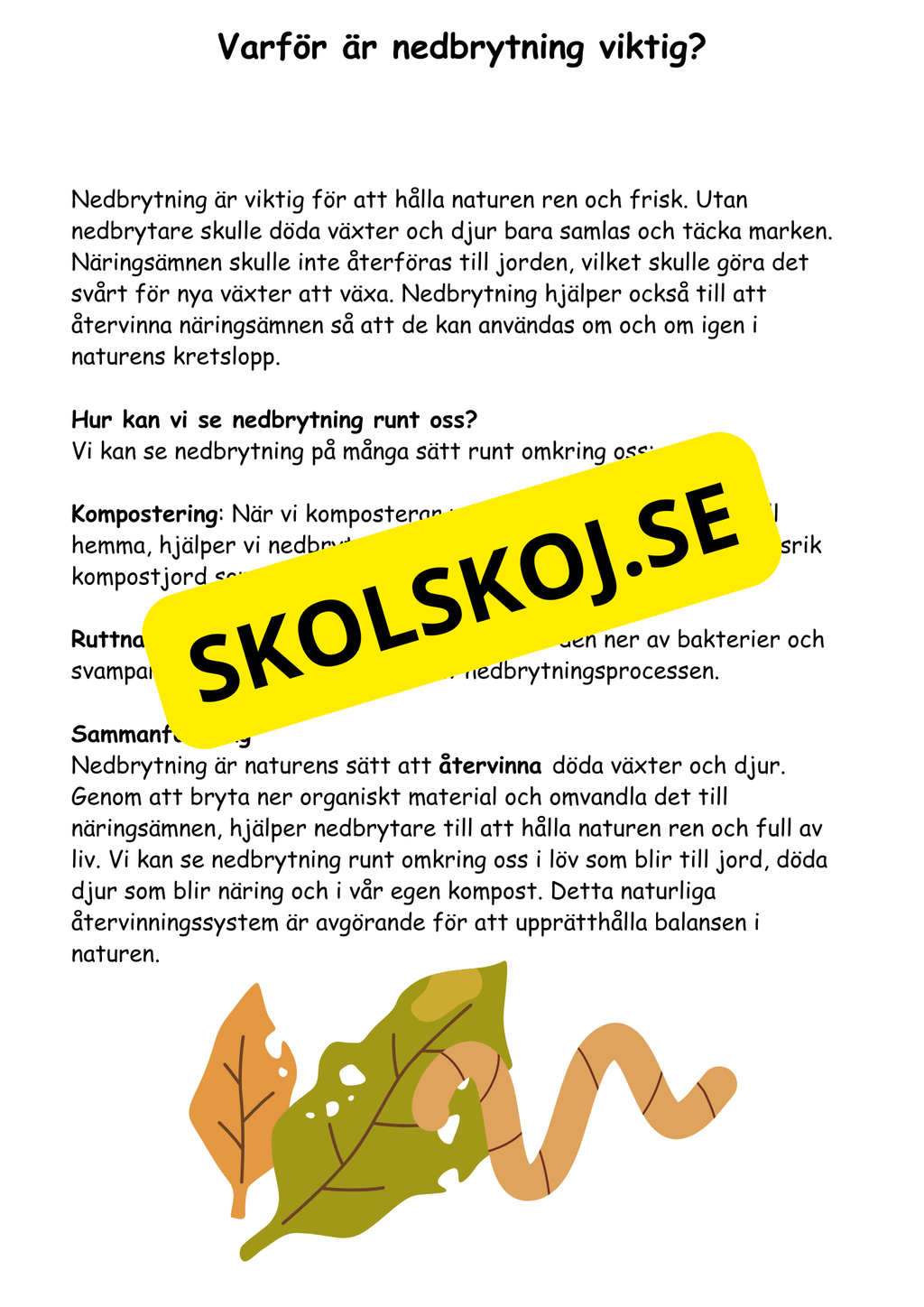 Skogen - Nedbrytning - Årskurs 4 - 6