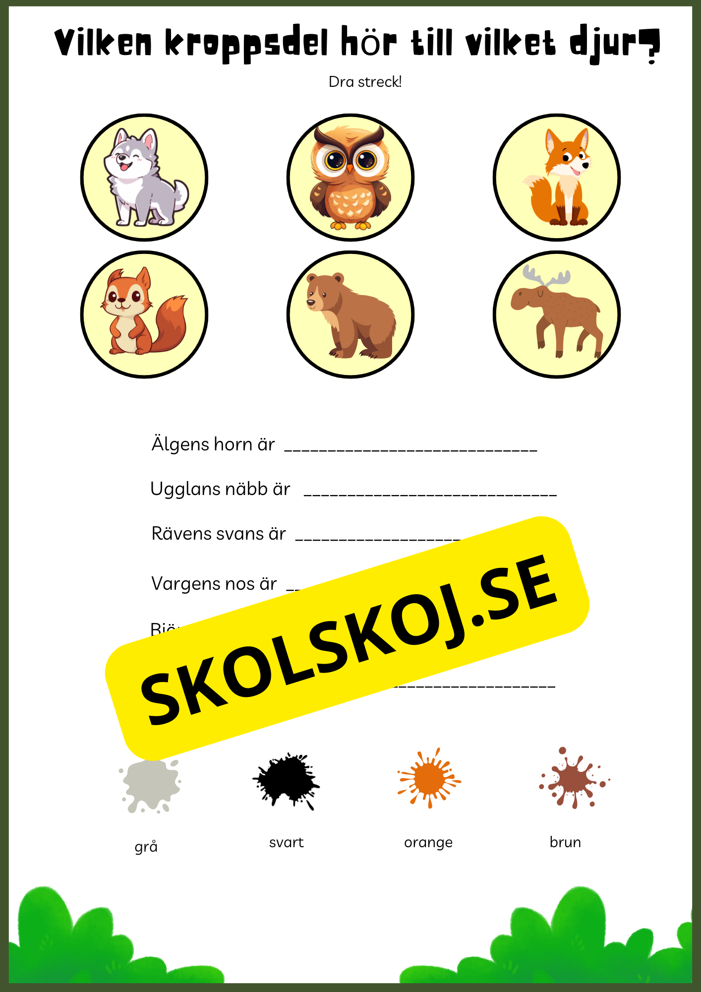 Skogens djur - Enkel läsförståelse