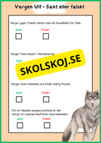 Skogens djur - Vargen - Fakta - Läsförståelse