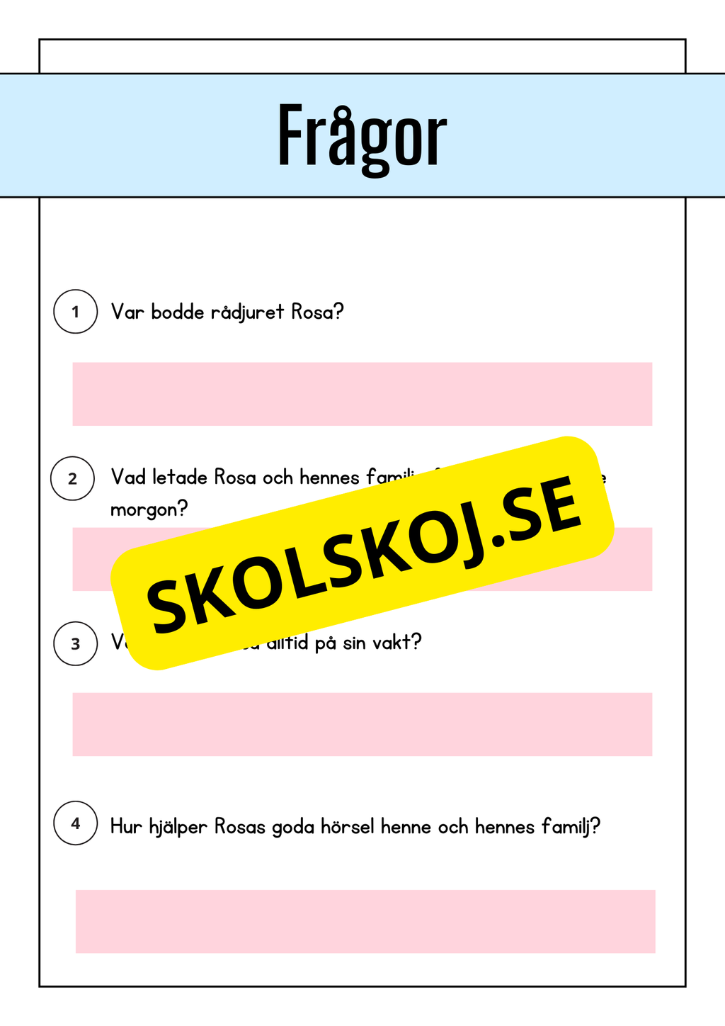 Skogsdjur - Läsförståelse - Årskurs 1 - 3
