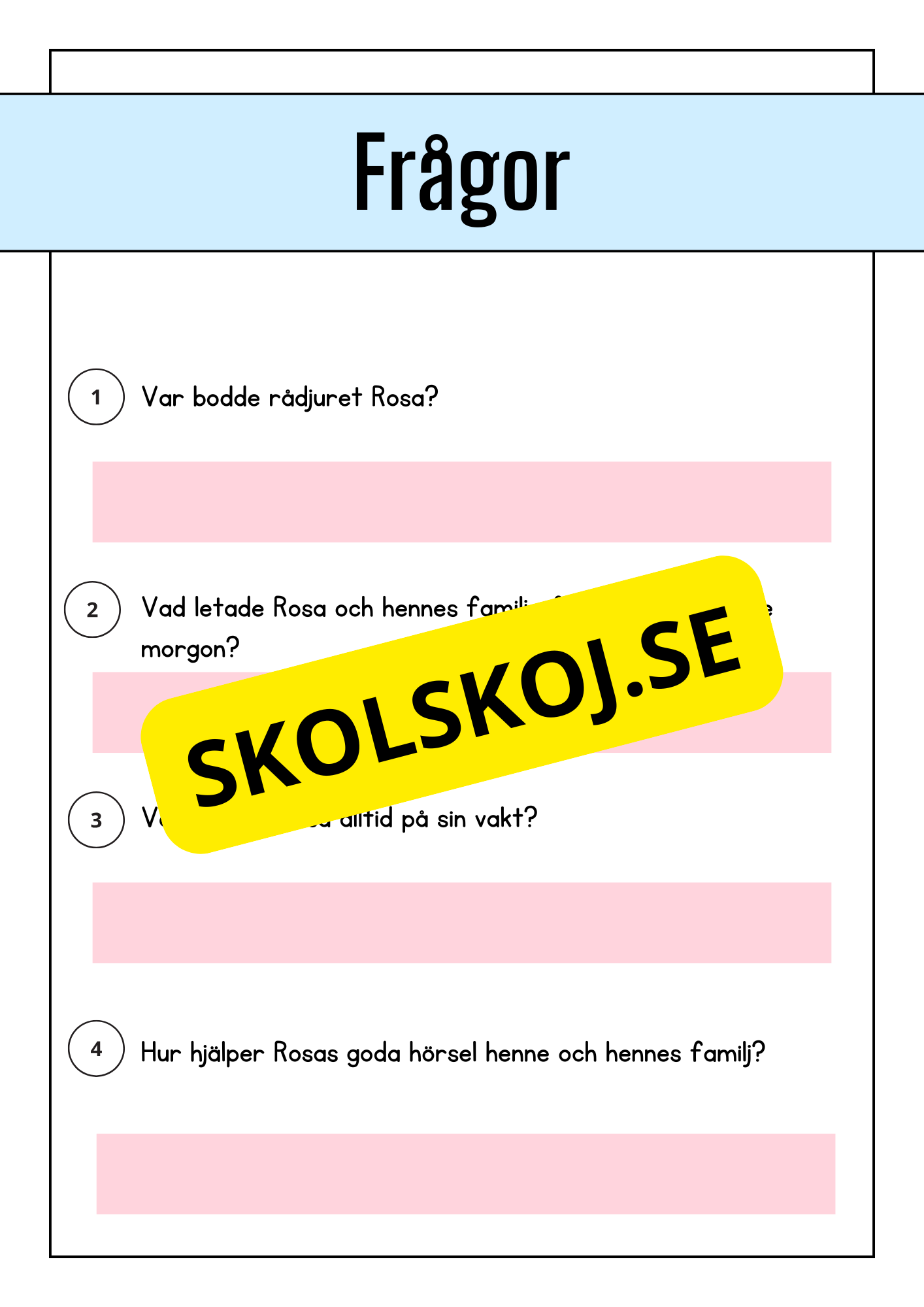 Skogsdjur - Läsförståelse - Årskurs 1 - 3