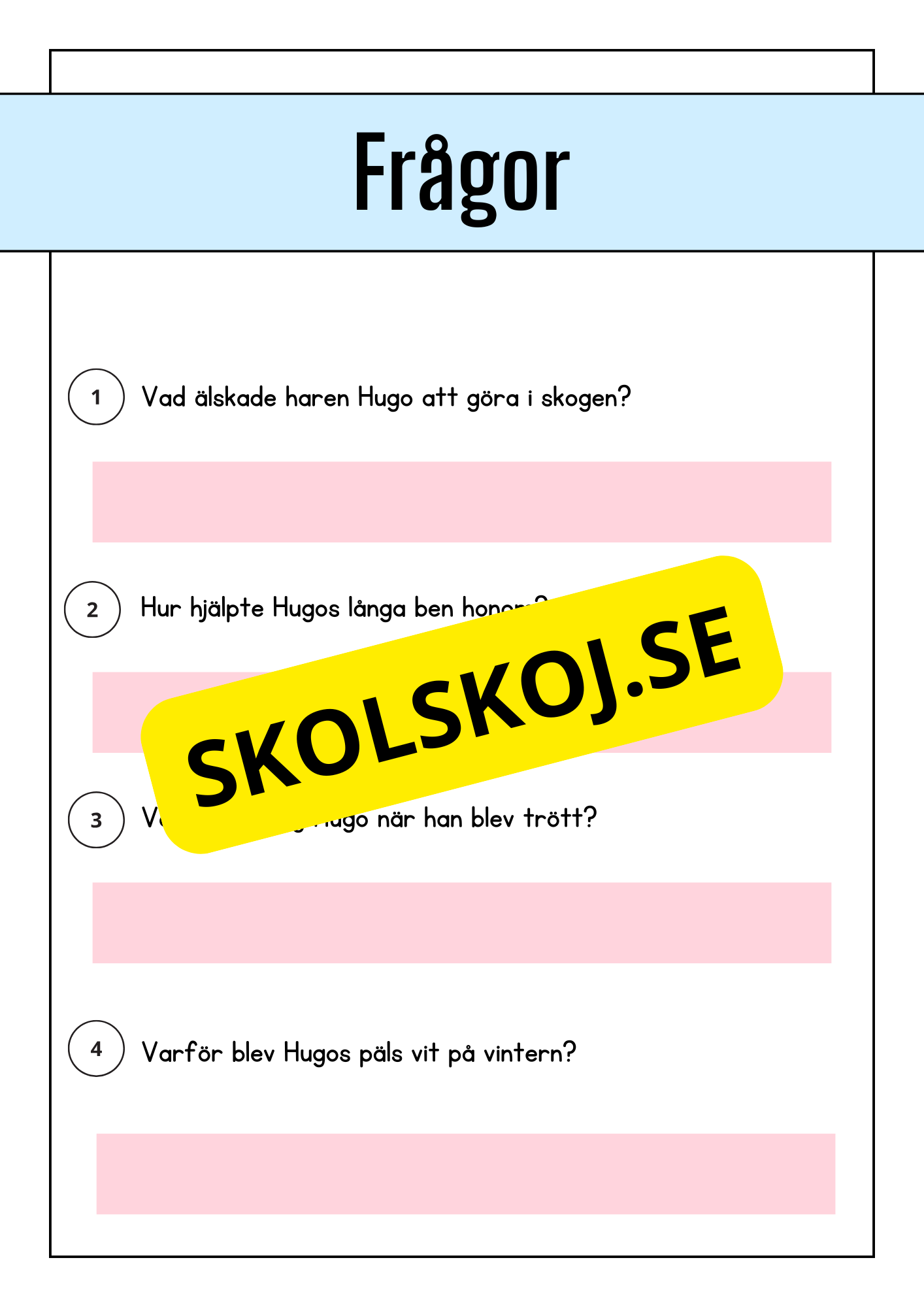 Skogsdjur - Läsförståelse - Årskurs 1 - 3