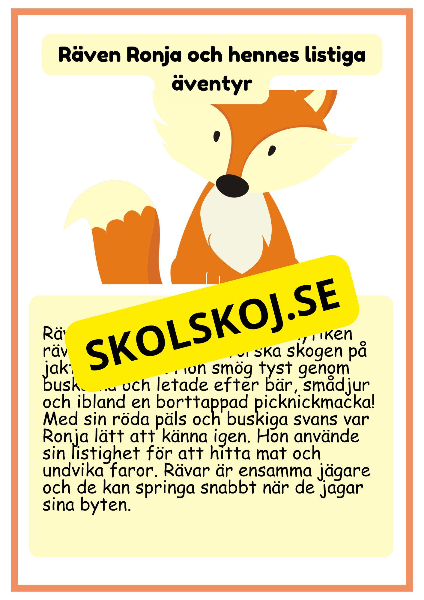 Skogsdjur - Läsförståelse - Årskurs 1 - 3