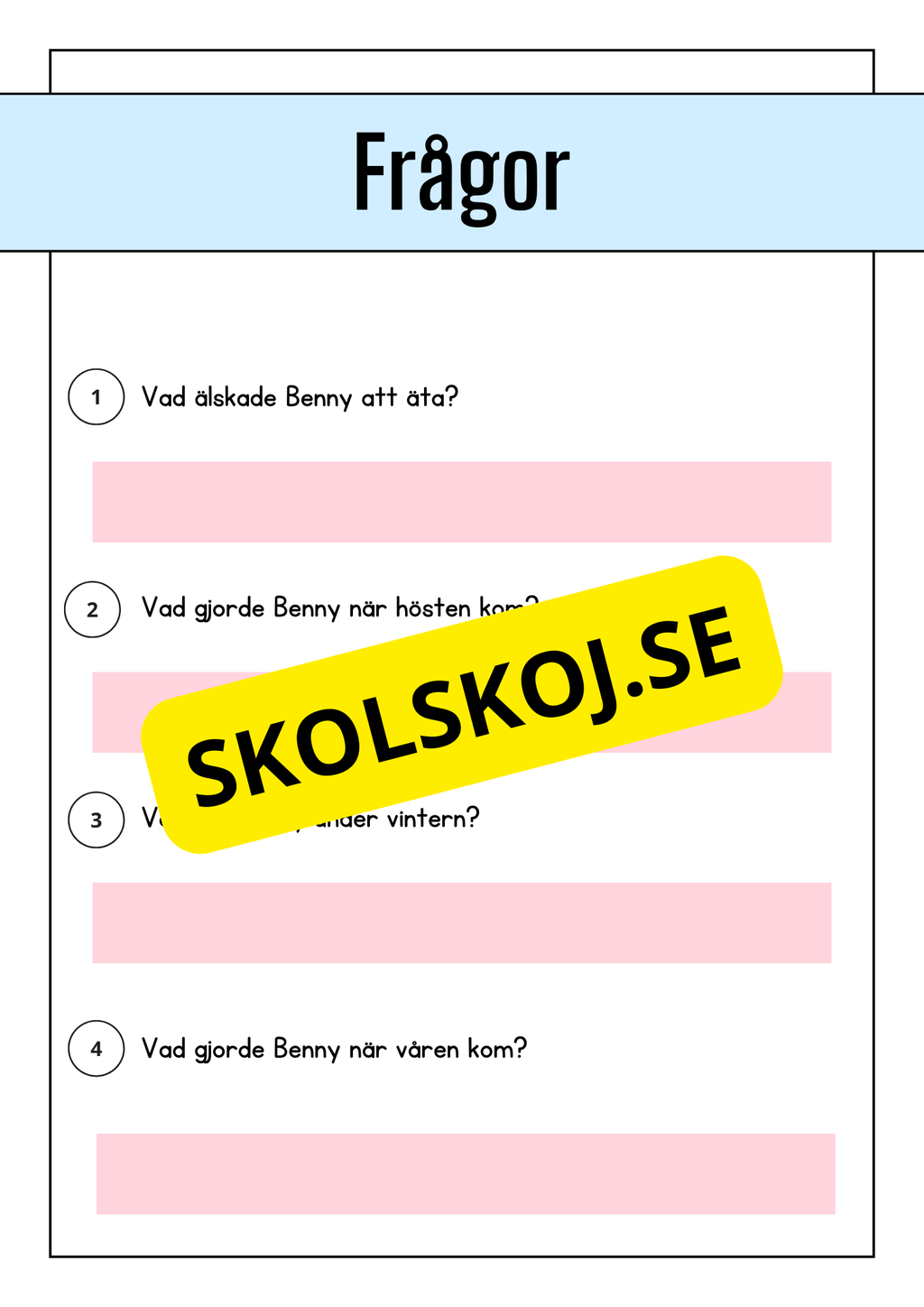 Skogsdjur - Läsförståelse - Årskurs 1 - 3