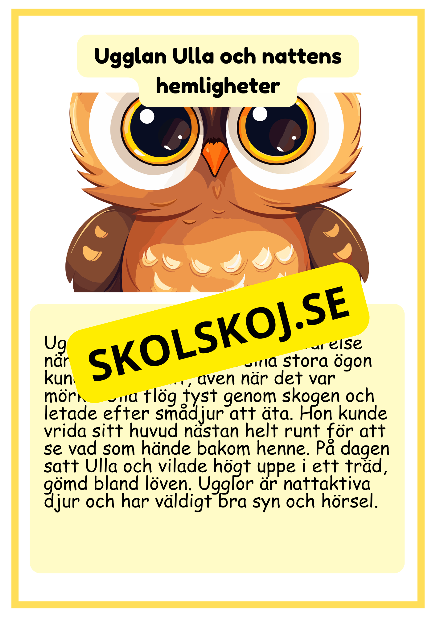 Skogsdjur - Läsförståelse - Årskurs 1 - 3