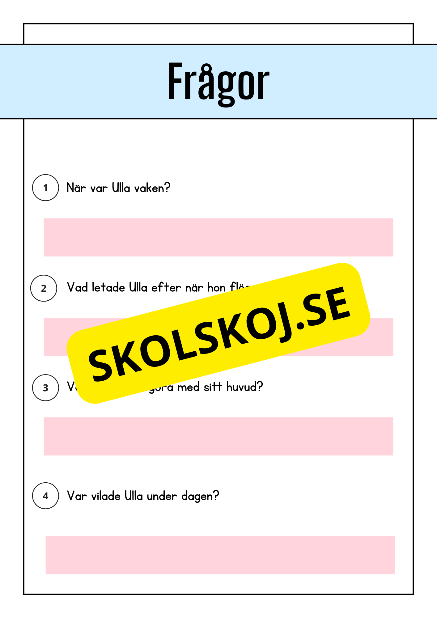 Skogsdjur - Läsförståelse - Årskurs 1 - 3