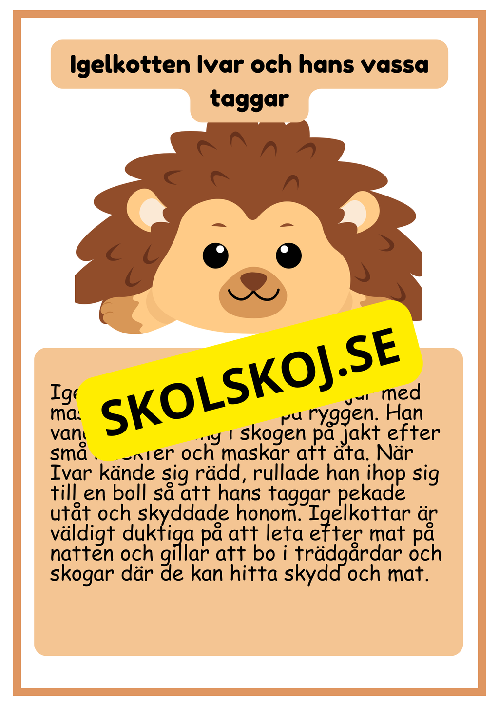Skogsdjur - Läsförståelse - Årskurs 1 - 3
