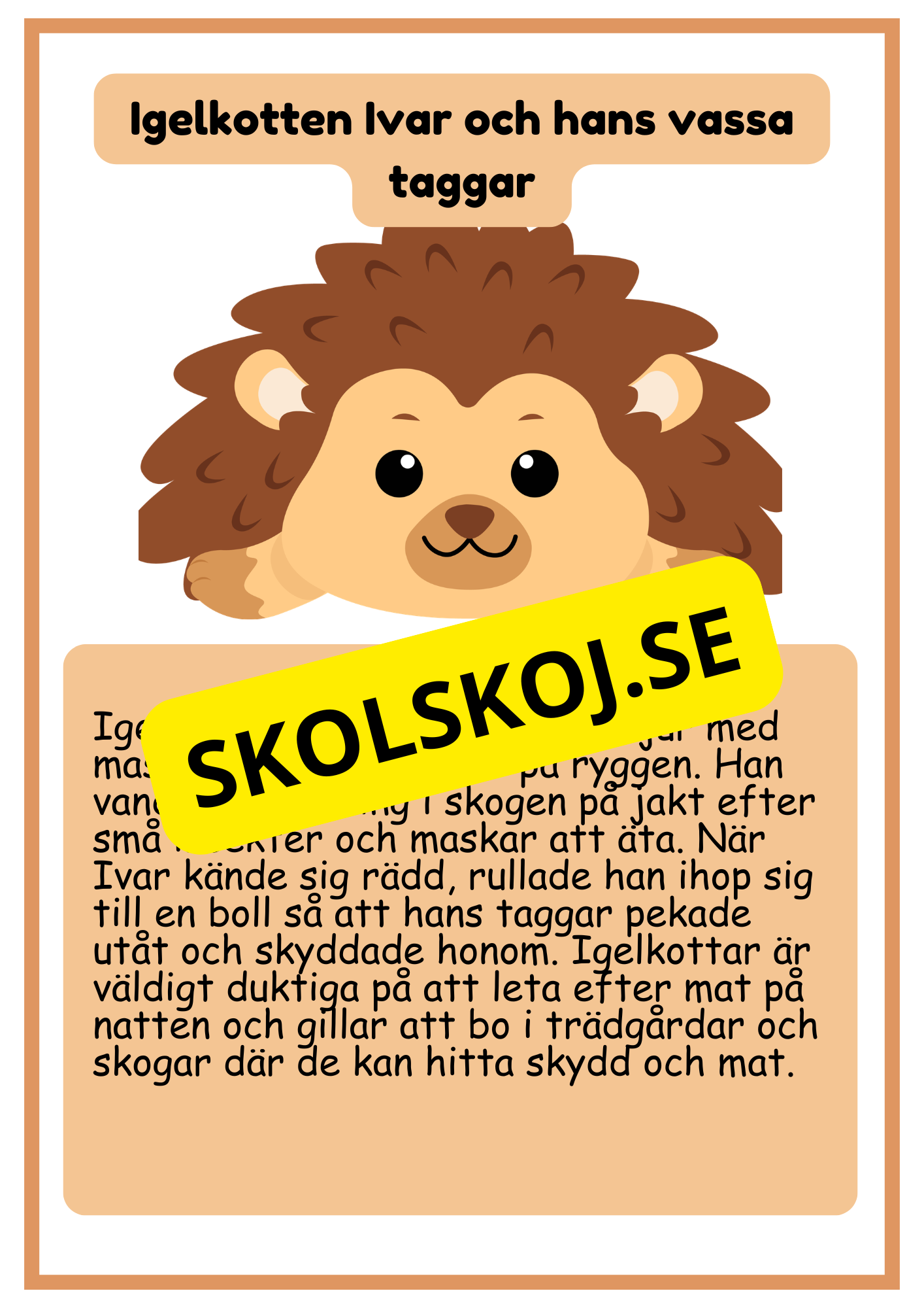 Skogsdjur - Läsförståelse - Årskurs 1 - 3