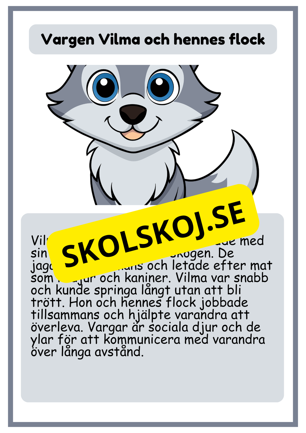 Skogsdjur - Läsförståelse - Årskurs 1 - 3
