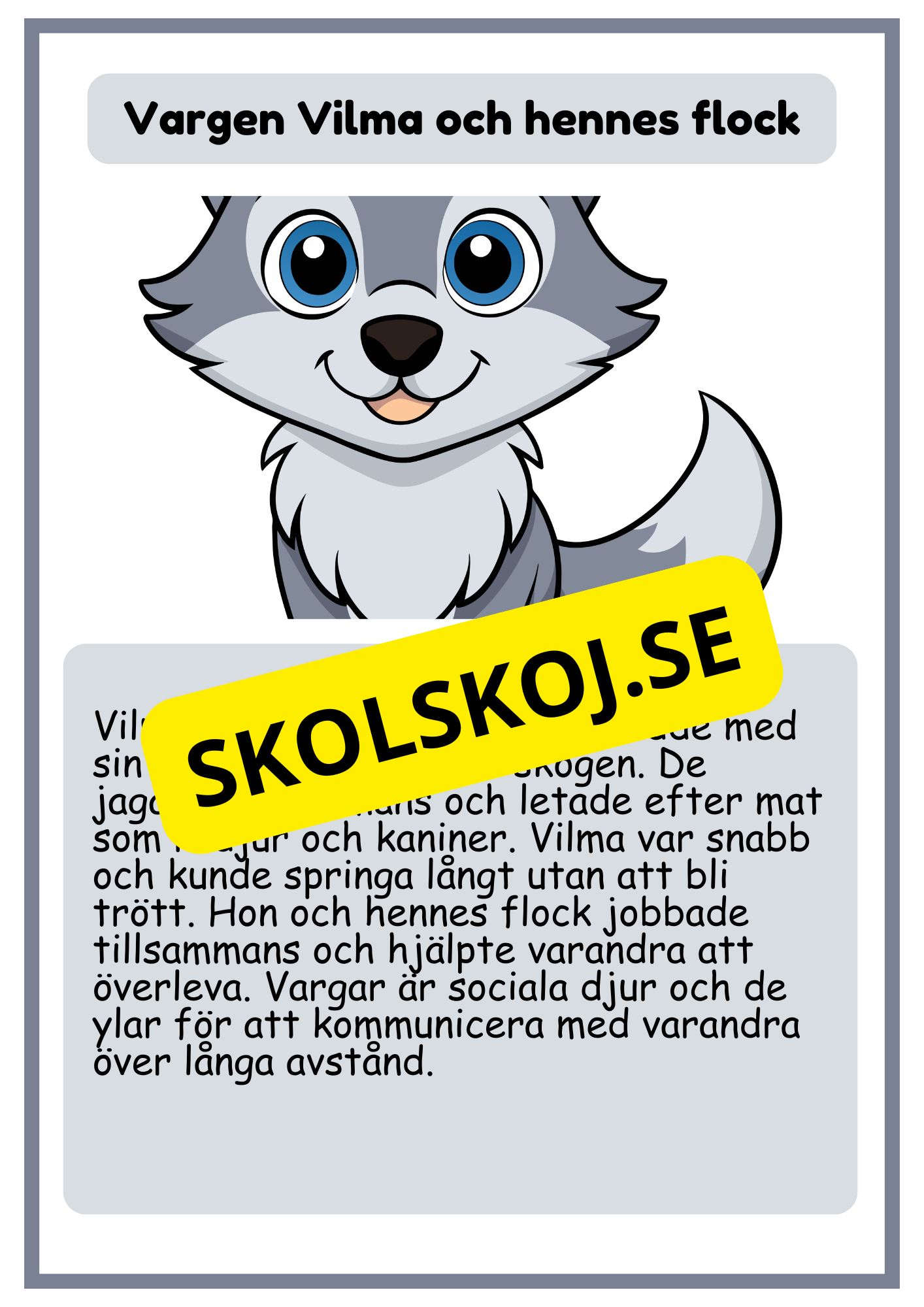 Skogsdjur - Läsförståelse - Årskurs 1 - 3