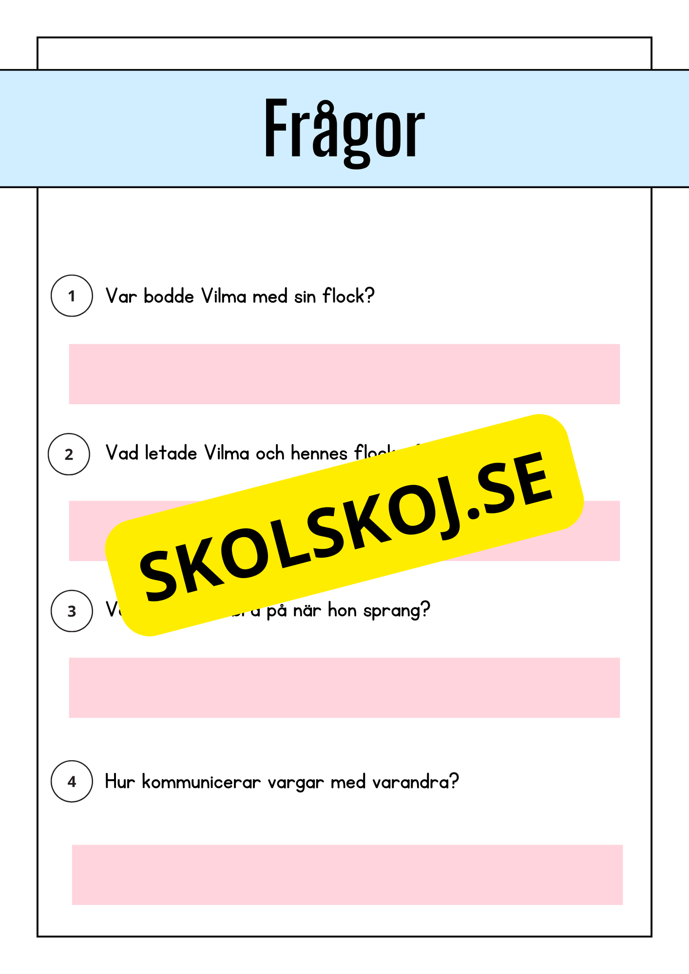 Skogsdjur - Läsförståelse - Årskurs 1 - 3