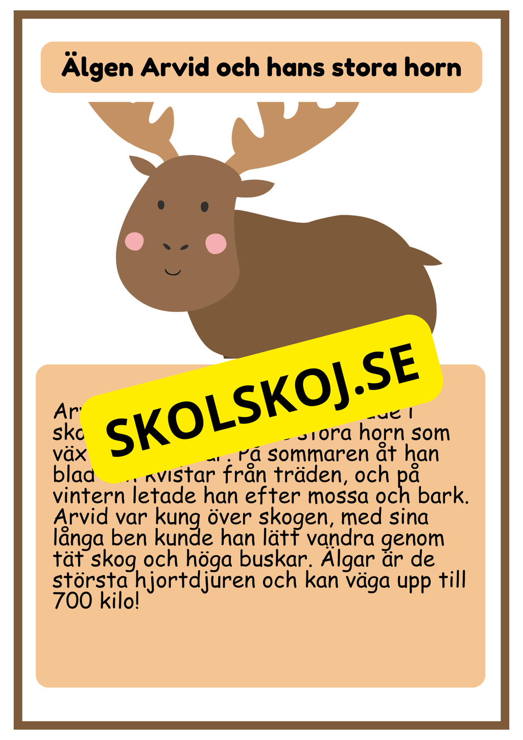 Skogsdjur - Läsförståelse - Årskurs 1 - 3