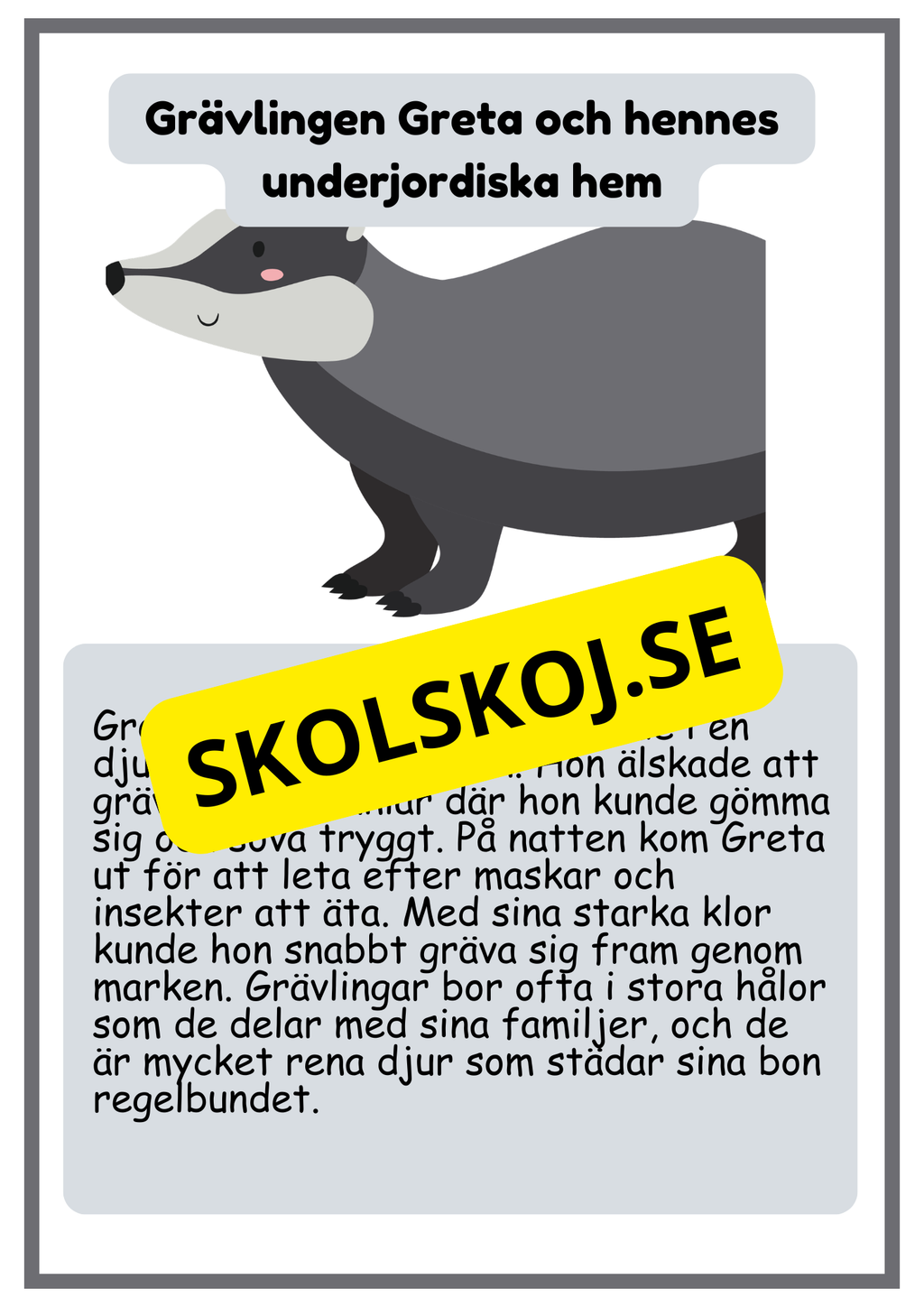 Skogsdjur - Läsförståelse - Årskurs 1 - 3