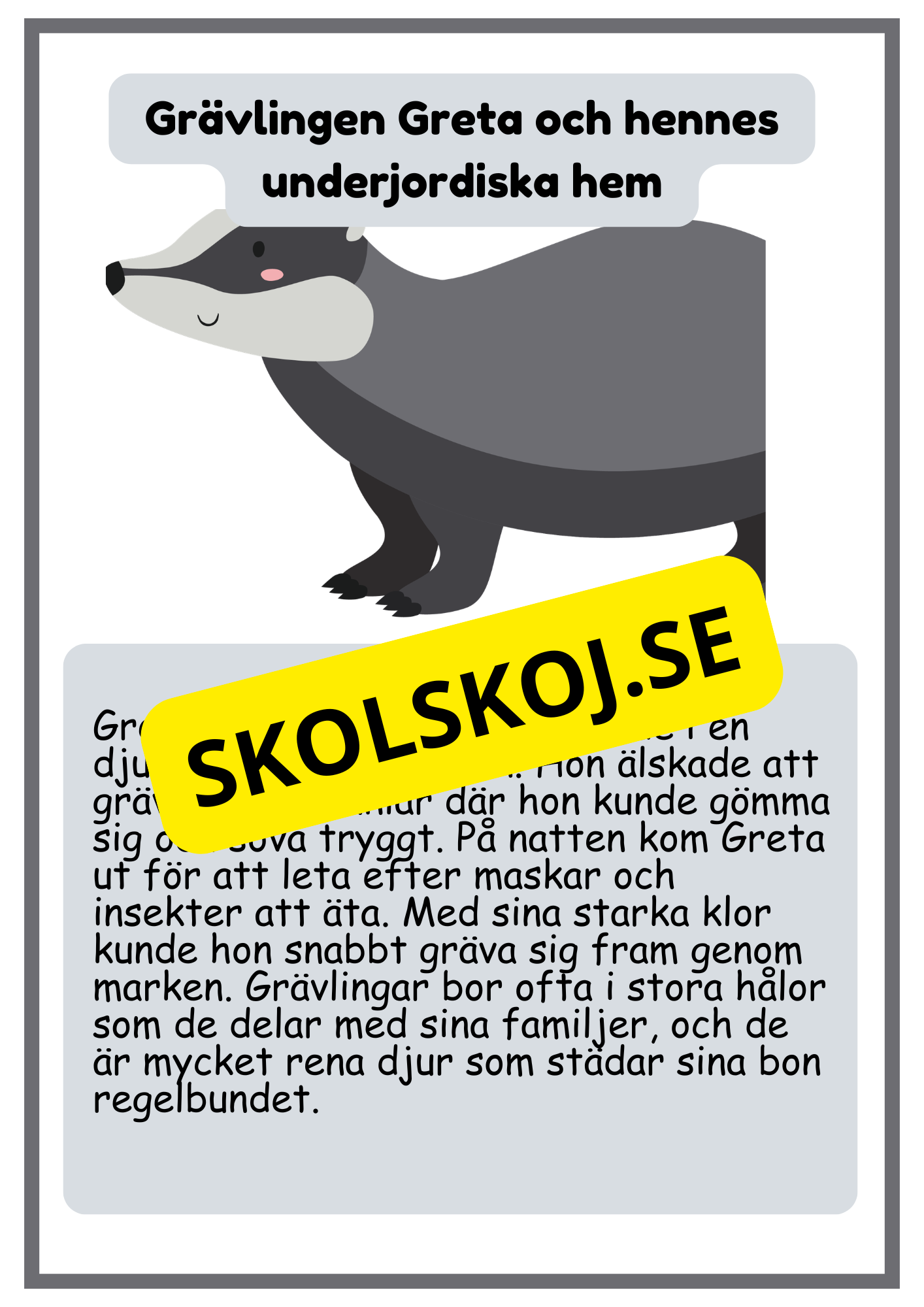 Skogsdjur - Läsförståelse - Årskurs 1 - 3