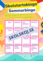 Skolstartsbingo sommarbingo