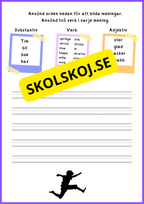 Skriva meningar: substantiv, verb, adjektiv