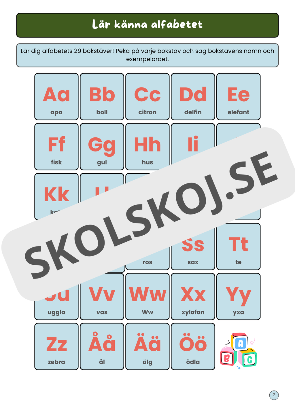 Skriv och träna på alfabetets bokstäver