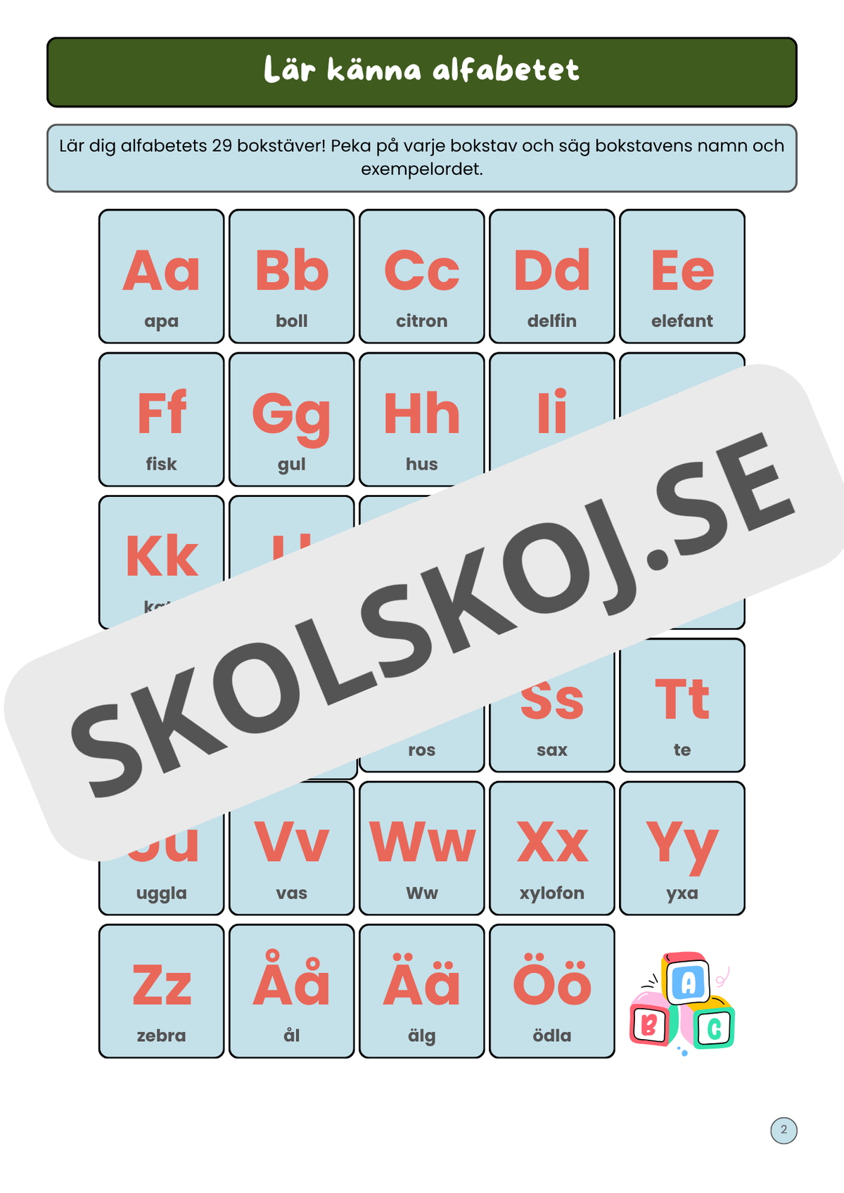 Skriv och träna på alfabetets bokstäver