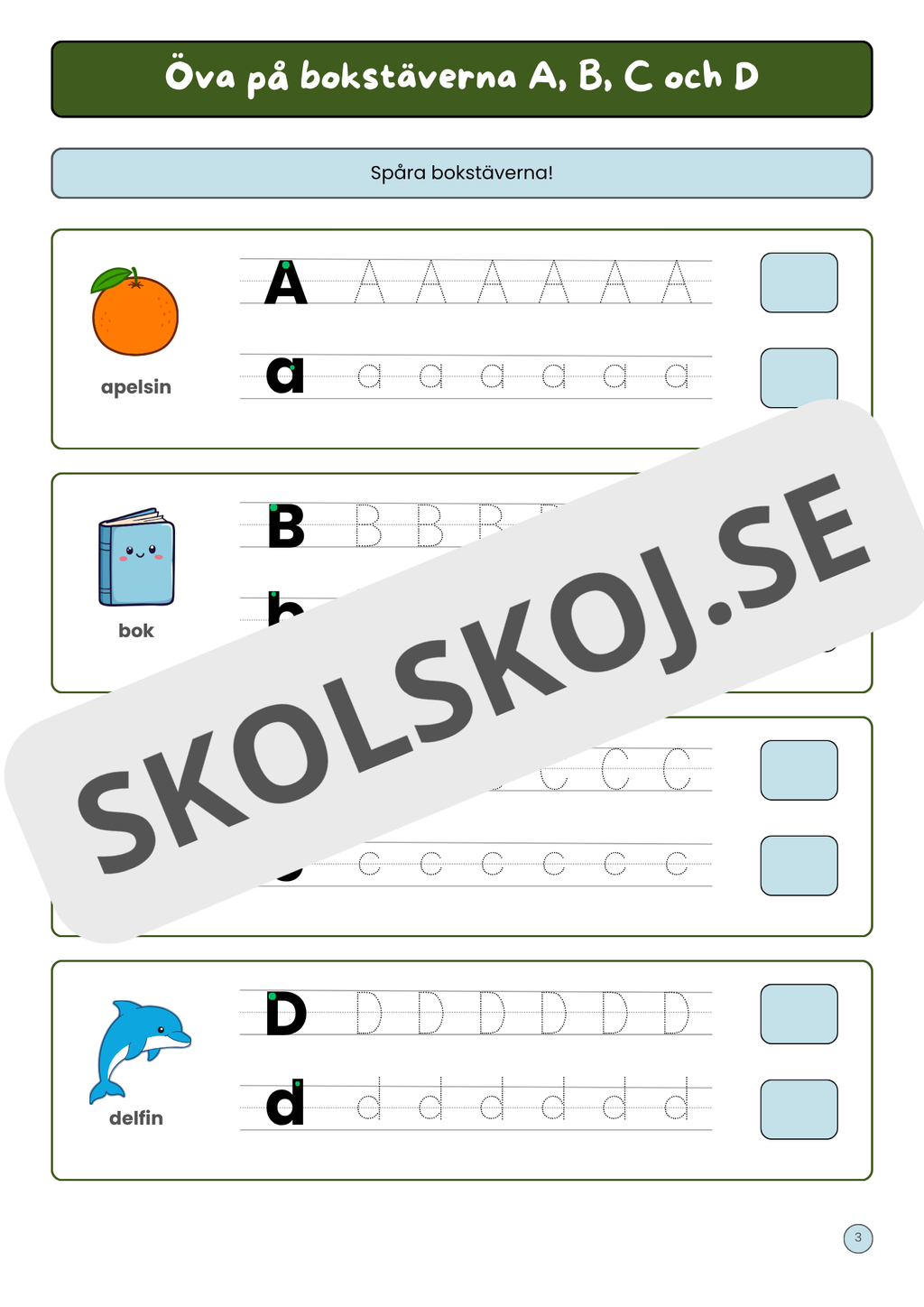Skriv och träna på alfabetets bokstäver