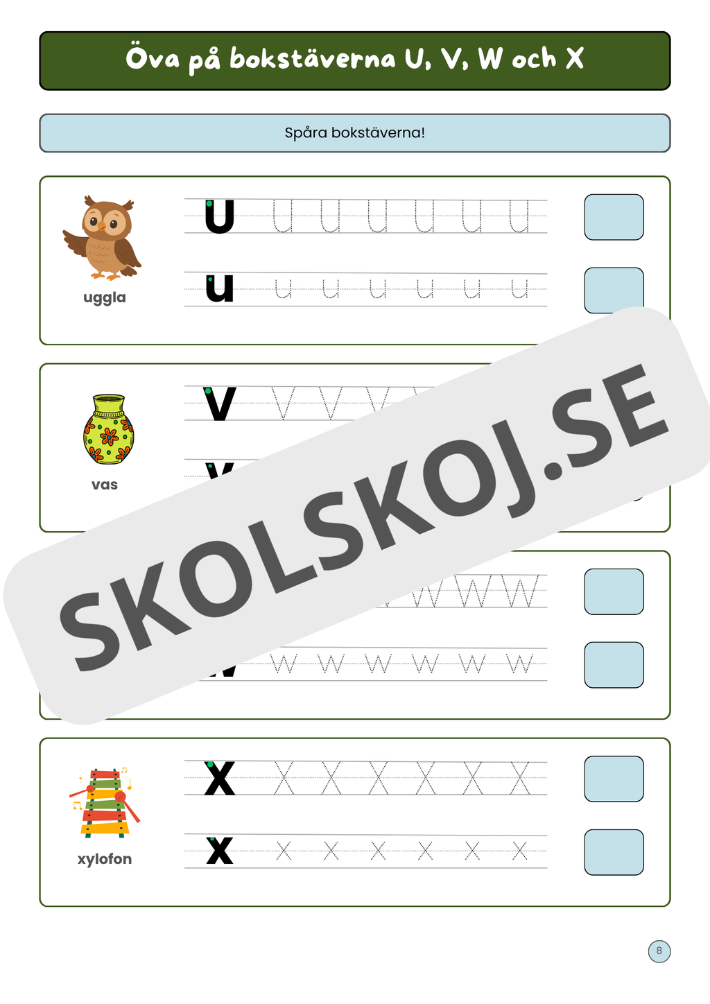 Skriv och träna på alfabetets bokstäver