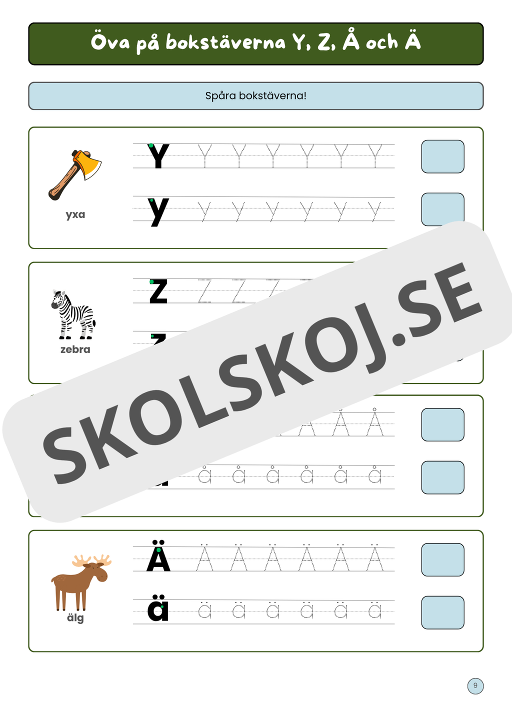Skriv och träna på alfabetets bokstäver