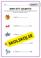 Skriv ett adjektiv