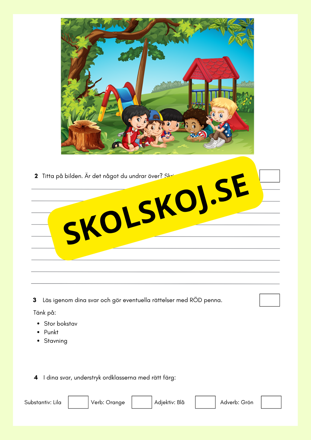 Skriv meningar till bilden - Årskurs 3 - 6