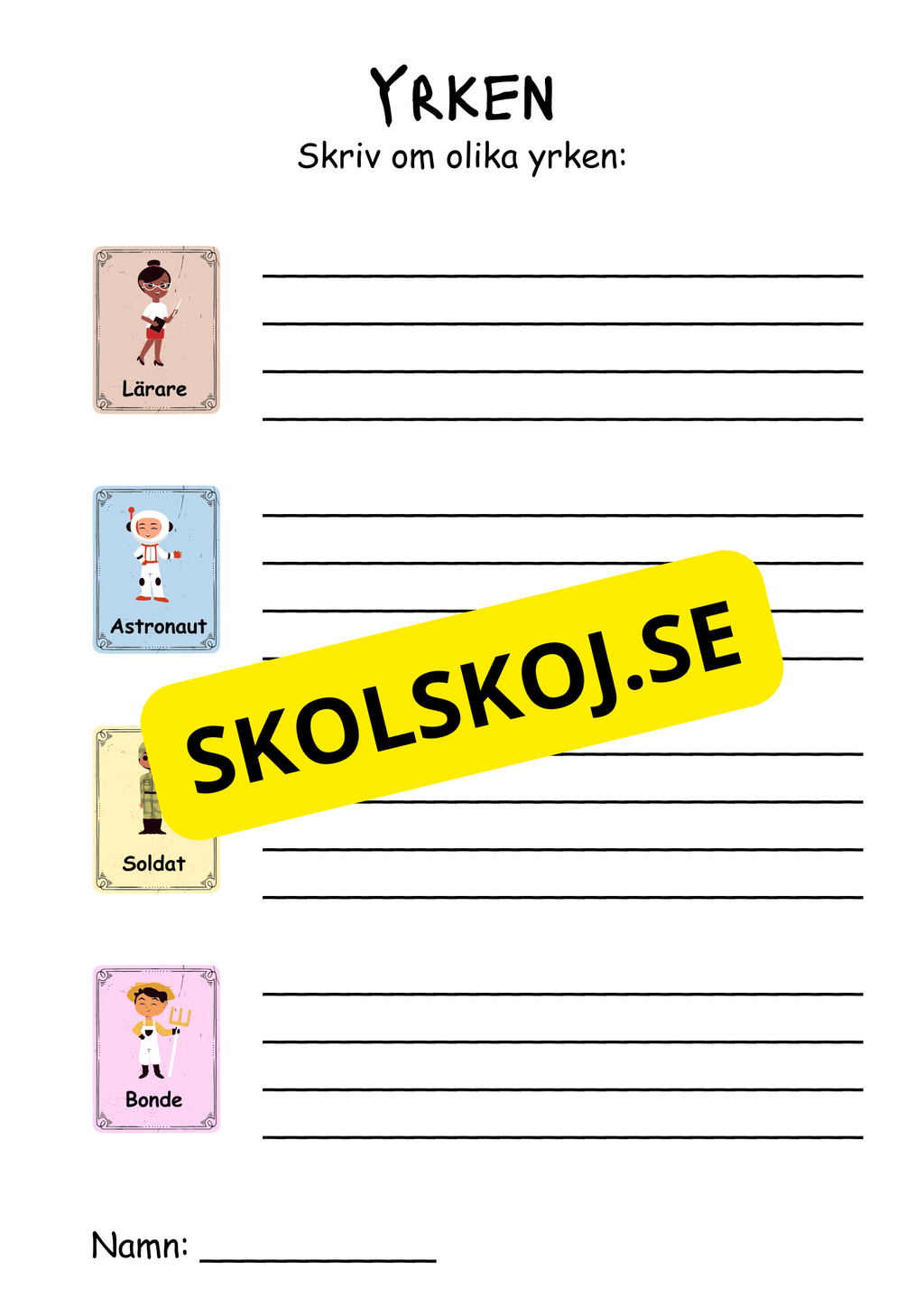 Skriv om olika yrken